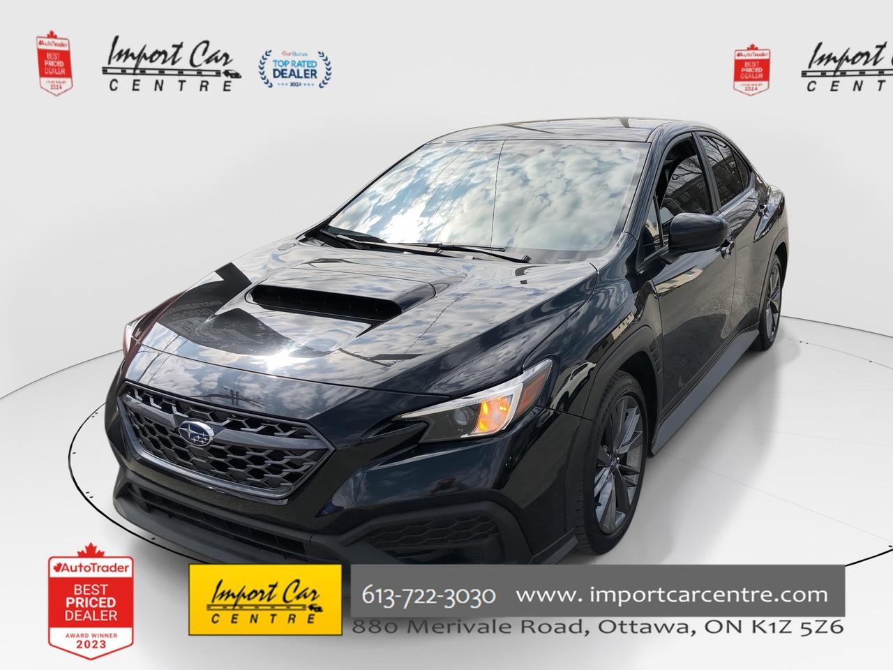 *** OTTAWA&rsquo;S ORIGINAL IMPORT DEALER!!  SINGLE OWNER * NO ACCIDENTS * SMETANA APPROVED ***  Simply put, the most fun you will have in a sedan spending the least amount of money!!  Finished in Crystal Black Silica with contrasting black fabric seating surfaces, 6 speed manual gearbox, incredible Subaru symmetrical all wheel drive system, 268 horses under the hood, sport tuned suspension, 17 alloy wheels, aluminum pedals, flat bottom sport steering wheel, Apple Car Play, Android Auto, Bluetooth connectivity, SiriusXM radio, climate control, heated seats, backup camera,  only 36,088kms all compliment this stunning 2024 Subaru WRX.  Perfection and beyond!!

Perfection and beyond!!  Home of the Platinum up to 240,000kms warranty and financing is always available O.A.C Import Car Centre, proudly serving the Ottawa and surrounding area for over 45 years. Come down and experience Import Car Centre for yourself and see just why our customers are so happy!  Advertised price includes $22 OMVIC fee and $40 Carproof.  Excludes taxes and licensing.<

 #importcarcentre #smetanaapproved #iccs