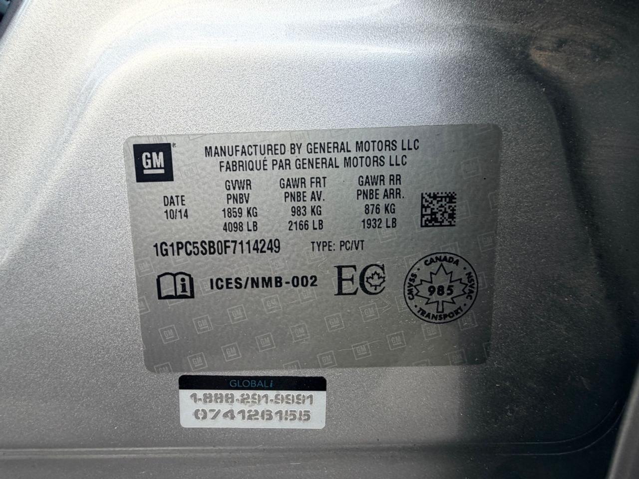 2015 Chevrolet Cruze 4dr Sedan 1LT Photo