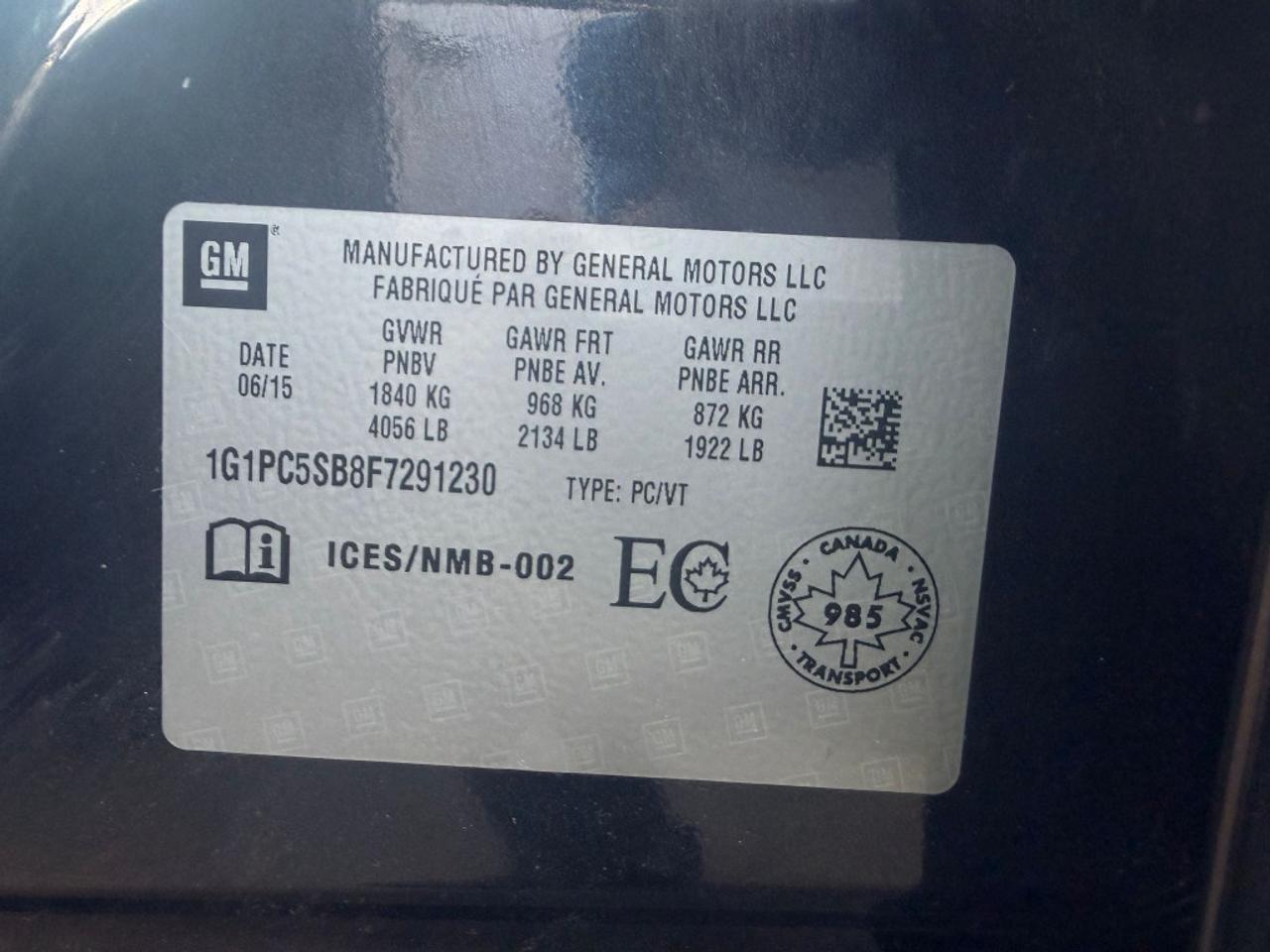 2015 Chevrolet Cruze 4dr Sedan 1LT Photo