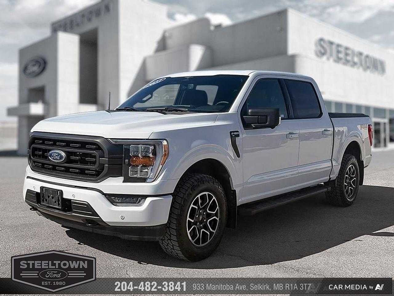 <b>Low Mileage, Aluminum Wheels,  SYNC,  Blind Spot Detection,  Dynamic Hitch Assist,  Apple CarPlay!</b><br> <br> We value your TIME, we wont waste it or your gas is on us!   We offer extended test drives and if you cant make it out to us we will come straight to you!<br><br><br> <br>Smart engineering, impressive tech, and rugged styling make the F-150 hard to pass up. This 2023 Ford F-150 is for sale today in Selkirk.<br> <br>The perfect truck for work or play, this versatile Ford F-150 gives you the power you need, the features you want, and the style you crave! With high-strength, military-grade aluminum construction, this F-150 cuts the weight without sacrificing toughness. The interior design is first class, with simple to read text, easy to push buttons and plenty of outward visibility. With productivity at the forefront of design, the F-150 makes use of every single component was built to get the job done right!<br> <br>This low mileage Crew Cab 4X4 pickup has just 20,123 km. Its White in colour and is completely accident free based on the <a href=https://vhr.carfax.ca/?id=zn3THWYXx0cYAw5CjpOW/skdXESGmAes target=_blank>CARFAX Report</a>. It has an Automatic transmission and is powered by a 325HP 2.7L V6 Cylinder Engine. <br> <br> Our F-150s trim level is XLT 4WD SuperCrew 5.5 Box 302A WITH MOONROOF. Upgrading to the class leader, this Ford F-150 XLT comes very well equipped with remote keyless entry and remote engine start, dynamic hitch assist, Ford Co-Pilot360 that features lane keep assist, pre-collision assist and automatic emergency braking. Enhanced features include aluminum wheels, chrome exterior accents, SYNC 4 with enhanced voice recognition, Apple CarPlay and Android Auto, FordPass Connect 4G LTE, steering wheel mounted cruise control, a powerful audio system, cargo box lights, power door locks and a rear view camera to help when backing out of a tight spot. This vehicle has been upgraded with the following features: Aluminum Wheels, SYNC, Blind Spot Detection, Dynamic Hitch Assist, Apple CarPlay, Android Auto, Remote Start.<br> To view the original window sticker for this vehicle view this <a href=http://www.windowsticker.forddirect.com/windowsticker.pdf?vin=1FTEW1EP6PKF25627 target=_blank>http://www.windowsticker.forddirect.com/windowsticker.pdf?vin=1FTEW1EP6PKF25627</a>. <br/><br> <br>To apply right now for financing use this link: <a href=http://www.steeltownford.com/?https://CreditOnline.dealertrack.ca/Web/Default.aspx?Token=bf62ebad-31a4-49e3-93be-9b163c26b54c&La target=_blank>http://www.steeltownford.com/?https://CreditOnline.dealertrack.ca/Web/Default.aspx?Token=bf62ebad-31a4-49e3-93be-9b163c26b54c&La</a><br> <br/>Buy this vehicle now for the lowest bi-weekly payment of <b>$363.11</b> with $0 down for 96 months @ 8.99% APR O.A.C. ( Plus applicable taxes - Platinum Shield Protection & Tire Warranty included / Total cost of borrowing $21732 ). See dealer for details. <br><br>Family owned and operated in Selkirk for 35 Years.  <br>Steeltown Ford is located just 20 minutes North of the Perimeter Hwy, with an onsite banking center that offers free consultations. <br>Ask about our special dealer rates available through all major banks and credit unions.<br><br><br>Steeltown Ford Protect Plus includes:<br>- Life Time Tire Warranty <br>Cars cost less in Selkirk <br><br>Dealer Permit # 1039<br><br><br> Come by and check out our fleet of 110+ used cars and trucks and 150+ new cars and trucks for sale in Selkirk.  o~o