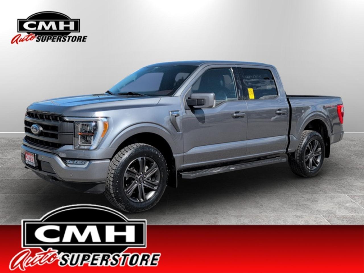 <b>LOADED 4X4 !! NAVIGATION, REAR CAMERA W/PARKING SENSORS, ADAPTIVE CRUISE CONTROL, COLLISION SENSORS, BLIND SPOT MONITORING, APPLE CARPLAY, ANDROID AUTO, LEATHER, COOLED & HEATED SEATS, DUAL CLIMATE, WIRELESS CHARGING PAD, REMOTE START, 20-IN ALLOYS<br></b><br>  <br>CMH certifies that all vehicles meet DOUBLE the Ministry standards for Brakes and Tires. The advertised price is the promotional financing price. For all other methods of payment, the selling price is $500 higher.<br><br> <br>This 2022 Ford F-150 is for sale today.<br> <br>The perfect truck for work or play, this versatile Ford F-150 gives you the power you need, the features you want, and the style you crave! With high-strength, military-grade aluminum construction, this F-150 cuts the weight without sacrificing toughness. The interior design is first class, with simple to read text, easy to push buttons and plenty of outward visibility. With productivity at the forefront of design, the F-150 makes use of every single component was built to get the job done right!<br> <br>This Crew Cab 4X4 pickup has 104,062 km. Its Carbonized Grey Metallic in colour and is completely accident free based on the <a href=https://vhr.carfax.ca/?id=9jgEd3ObN0LHD4JPQuikewr08+WTJgEF target=_blank>CARFAX Report</a>. It has an Automatic transmission and is powered by a 325HP 2.7L V6 Cylinder Engine. <br> <br> Our F-150s trim level is Lariat. This luxurious Ford F-150 Lariat comes loaded with premium features such as leather heated and cooled seats, body coloured exterior accents, a proximity key with push button start and smart device remote start, pro trailer backup assist and Ford Co-Pilot360 that features lane keep assist, blind spot detection, pre-collision assist with automatic emergency braking and rear parking sensors. Enhanced features also includes unique aluminum wheels, SYNC 4 with enhanced voice recognition featuring connected navigation, Apple CarPlay and Android Auto, FordPass Connect 4G LTE, power adjustable pedals, a powerful Bang & Olufsen audio system with SiriusXM radio, cargo box lights, dual zone climate control and a handy rear view camera to help when backing out of tight spaces.<br> To view the original window sticker for this vehicle view this <a href=http://www.windowsticker.forddirect.com/windowsticker.pdf?vin=1FTEW1EP9NFB21954 target=_blank>http://www.windowsticker.forddirect.com/windowsticker.pdf?vin=1FTEW1EP9NFB21954</a>. <br/><br> <br>To apply right now for financing use this link: <a href=https://www.cmhniagara.com/financing/ target=_blank>https://www.cmhniagara.com/financing/</a><br> <br/><br>**PLEASE NOTE:** The functionality and condition of any accessories and aftermarket parts are not guaranteed by CMH Auto Superstore. Examples of such items include, but are not limited to: tonneau covers, radios, cameras, remote starts, vent visors, roof racks, winches, light bars, headlights/tail lights, center caps, running boards, etc. If an aftermarket part is safety-related and found to be defective, it will be replaced by a factory option.<br><b>**CMH Auto Superstore reserves the right to choose to repair, modify, or replace all aftermarket parts (example  headlights) or accessories at its sole discretion.**</b><br><br>Trade-ins are welcome! Financing available OAC ! Price INCLUDES a valid safety certificate! Price INCLUDES a 60-day limited warranty on all vehicles except classic or vintage cars. CMH is a Full Disclosure dealer with no hidden fees. We are a family-owned and operated business for over 30 years! o~o