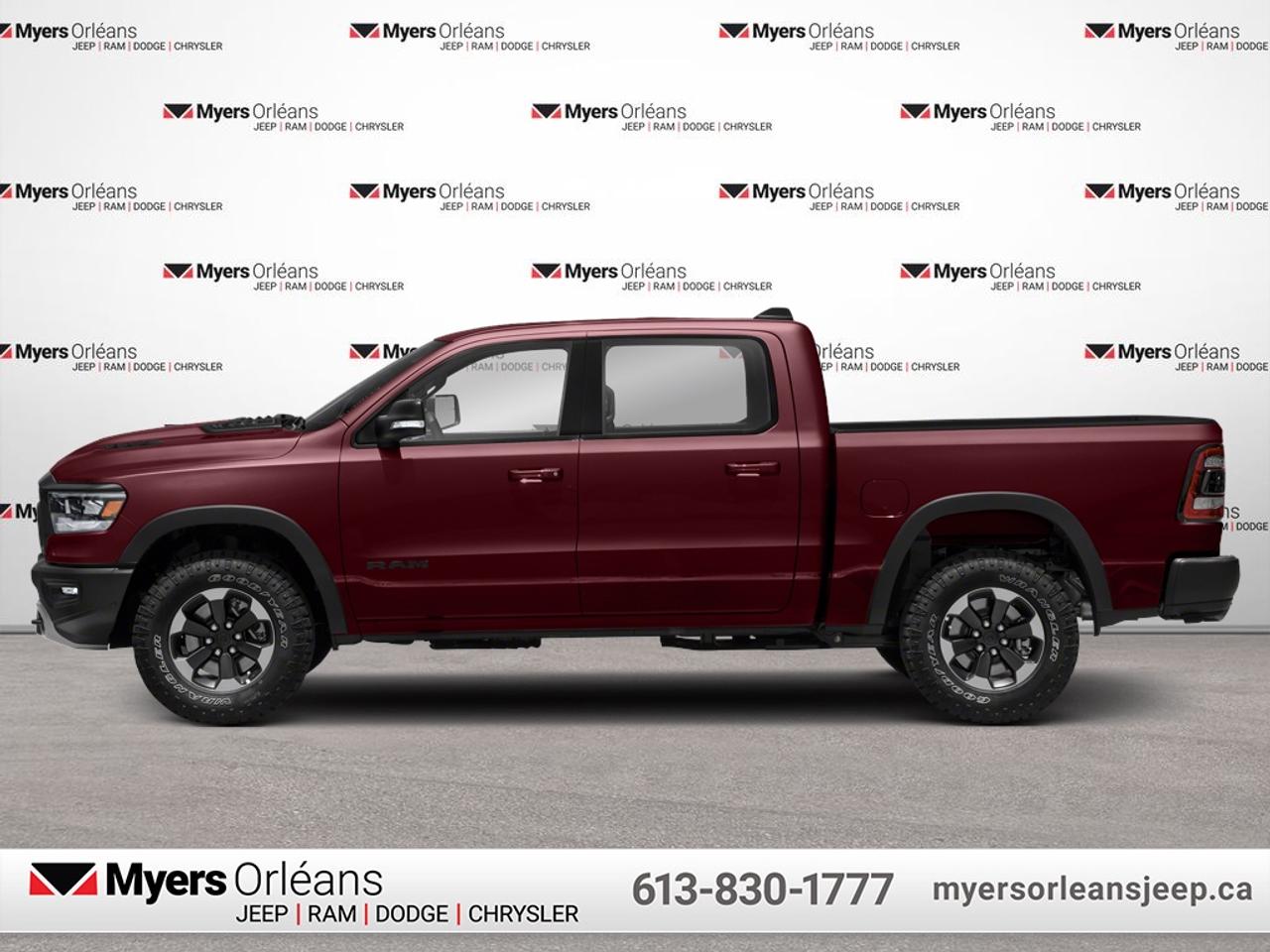 <b>Heated Seats,  Remote Start,  Heated Steering Wheel,  Aluminum Wheels,  Proximity Key!</b><br> <br> Discover the inner beauty and rugged exterior of this stylish Ram 1500. This 2019 Ram 1500 is fresh on our lot in Orleans. <br> <br>The Ram 1500 delivers power and performance everywhere you need it, with a tech-forward cabin that is all about comfort and convenience. Loaded with best-in-class features, its easy to see why the Ram 1500 is so popular. With the most towing and hauling capability in a Ram 1500, as well as improved efficiency and exceptional capability, this truck has the grit to take on any task. This Crew Cab 4X4 pickup has 102,412 km. Its Red Pearl in colour and is completely accident free based on the <a href=https://vhr.carfax.ca/?id=DLMlqWjsM3LeB+NL9f2FXOaXDLeN3Wnc target=_blank>CARFAX Report</a>. It has an Automatic transmission and is powered by a 395HP 5.7L 8 Cylinder Engine. <br> <br> Our 1500s trim level is Sport. This Ram 1500 Sport comes very well equipped with performance styling, unique aluminum wheels, a heated leather steering wheel, heated front seats, Uconnect with a larger touchscreen, wireless streaming audio, USB input jacks, and a useful rear view camera. This sleek pickup truck also comes with body-colored bumpers with rear step, a power rear window and power heated side mirrors, proximity keyless entry, cruise control, LED Lights, an HD suspension, towing equipment, a Parkview rear camera, front fog lights and so much more. This vehicle has been upgraded with the following features: Heated Seats, Remote Start, Heated Steering Wheel, Aluminum Wheels, Proximity Key, LED Lights, Touchscreen.<br> To view the original window sticker for this vehicle view this <a href=http://www.chrysler.com/hostd/windowsticker/getWindowStickerPdf.do?vin=1C6SRFLT0KN837321 target=_blank>http://www.chrysler.com/hostd/windowsticker/getWindowStickerPdf.do?vin=1C6SRFLT0KN837321</a>. <br/><br> <br>To apply right now for financing use this link: <a href=https://www.myersorleansjeep.ca/apply-for-financing/ target=_blank>https://www.myersorleansjeep.ca/apply-for-financing/</a><br><br> <br/><br>The road to new driving experiences begins in our inventory, where youll find an incredible array of brand-new cars, trucks, minivans, and SUVs, including two of our bestselling models, the Dodge Ram 1500 and the Dodge Grand Caravan. If you want to know what the cutting edge of automotive technology looks like, all you have to do is visit Myers Orleans Jeep! Each model comes loaded with the convenient features and cool technology that help make every trip memorable. Looking for additional everyday luxury at a price thats incredibly wallet-friendly? Choose from our selection of quality pre-owned models! If you can think of a road, our friendly and knowledgeable sales team will help you find the perfect vehicle to drive it.<br><br>We may be a well-established dealership thats been part of the community for many years, but that doesnt mean were stuck in the past! At Myers Orleans Jeep, were proud to provide a fresh, modern approach to car buying. Using our array of online tools, you can browse our extensive inventory, schedule a service appointment, order parts, and even apply for credit from wherever youve got a connection. Our goal is to create relationships that will last, and we know that the best way to do this is by providing a dealership experience thats based on honesty, transparency, trust, and a commitment to customers. Stop by today and discover all the ways we go above and beyond for you.<br><br> Come by and check out our fleet of 30+ used cars and trucks and 80+ new cars and trucks for sale in Orleans.  o~o