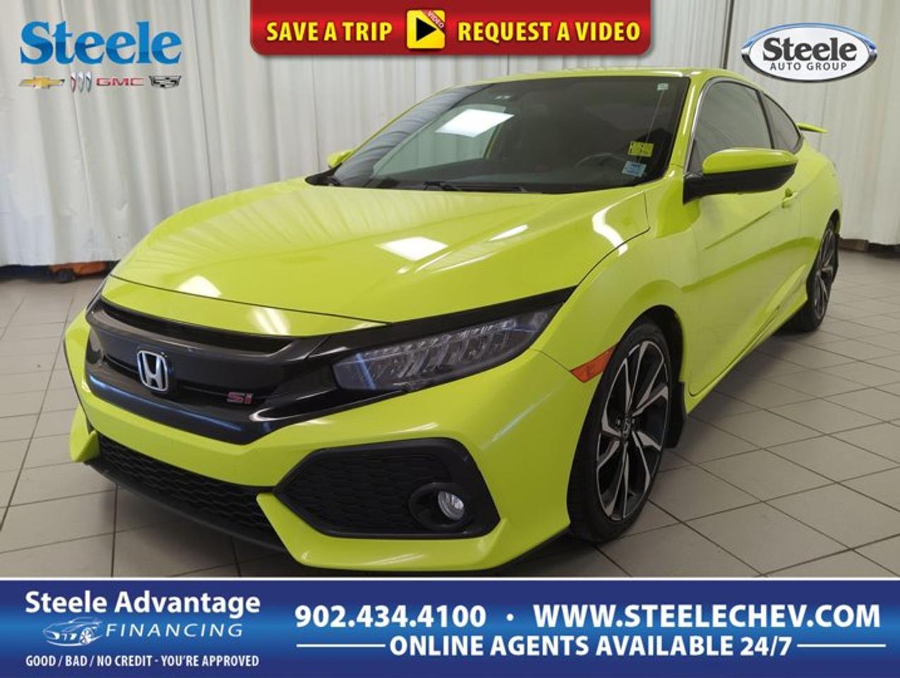 Finished in a bright Yellow exterior, this 2019 Honda Civic Coupe Si Base delivers sporty style, driver-focused performance, and everyday usability in one sleek two-door package. Offered by Steele Chevrolet Buick GMC in Dartmouth, this used coupe stands out with its engaging manual transmission, front-wheel drive layout, and turbocharged 1.5-litre four-cylinder gas engine.With 222,099 km on the odometer, this 2019 Honda Civic Coupe Si Base has clearly been driven and enjoyed as intended. Even so, the Civic Si remains one of the most respected sport compact coupes on the road thanks to its sharp handling, strong mid-range power, and well-balanced chassis. For drivers who value a connected feel behind the wheel, this model continues to be a rewarding choice.FEATURES OF THE Civic Coupe Si BaseTurbocharged 1.5-litre four-cylinder engineSix-speed manual transmission onlyFront-wheel drive sporty handlingTwo-door coupe body styleADVANCED SAFETY FEATURESStability control for added confidenceTraction control helps manage gripAnti-lock braking for controlled stopsMultiple airbags for occupant supportPERFORMANCE AND EFFICIENCYTurbo power delivers lively accelerationManual gearbox gives full controlSport-tuned suspension sharpens cornering responseFront-wheel drive balances grip efficientlyCOMFORT AND CONVENIENCETwo-door layout adds sporty appealEasy-to-reach controls support daily drivingCompact size simplifies urban parkingPractical cabin for everyday useTECHNOLOGY AND CONNECTIVITYDriver-focused layout keeps essentials closeClear instrumentation supports quick checksModern cabin design feels intuitiveUseful connectivity features may be includedCARGO SPACERear trunk supports daily essentialsCoupe design keeps cargo accessibleSplit storage suits smaller itemsPractical room for weekend bagsAWARDS & RECOGNITIONSBest Buy Compact Car, The Car Guide, 2019Top Safety Pick, Insurance Institute for Highway Safety, 2019WHAT OTHER OWNERS LIKEFun manual transmission driving experienceTurbo engine with strong usable torqueSharp steering and balanced handlingSporty styling with everyday practicalityThe 2019 Honda Civic Coupe Si Base has earned a loyal following for good reason. Its turbocharged engine offers strong response in real-world driving, while the six-speed manual transmission gives enthusiasts the direct control they want. The front-wheel drive setup works with the sport-focused tuning to create confident road manners in city driving and on winding roads alike.This coupe also benefits from the Civic nameplates long-standing reputation for smart engineering and strong value. The cabin is laid out with a clear focus on the driver, making controls easy to use and helping every trip feel more connected. Its compact footprint is great for tighter parking spaces, yet the trunk still offers useful room for groceries, backpacks, or a few travel bags.For shoppers in Dartmouth looking for a used sport compact coupe with real personality, this 2019 Honda Civic Coupe Si Base deserves close attention. It combines a bold Yellow finish, a fun-to-drive manual transmission, and proven turbocharged performance in a package that still feels relevant today. If you want a car that makes everyday driving more engaging, this Civic Si is ready to deliver.This 2019 Honda Civic Coupe Si Bases VIN is: 2HGFC3A58KH220239.