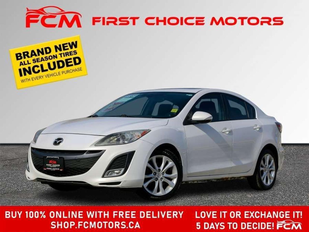 ** ** SPECIAL LIMITED TIME OFFER ** ** PURCHASE ANY VEHICLE THIS WEEK AND RECEIVE 4 BRAND-NEW ALL-SEASON TIRES AT NO ADDITIONAL COST!!! DONT MISS THIS EXCLUSIVE CHANCE TO UPGRADE YOUR RIDE AND STAY PREPARED FOR ANY WEATHER!!!       EXCITING NEWS FROM FIRST CHOICE MOTORS! Our brand-new online showroom is now open to the public, bringing the ultimate car shopping experience right to your fingertips! Enjoy a 100% online car shopping experience, with over 500 certified vehicles in stock, comprehensive protection plans, and thousands of new auto parts & accessories available! Plus, for a limited time, were offering FREE deliveries across Ontario on all vehicle purchases! Dont miss outvisit Shop.fcmotors.ca to find and upgrade your perfect vehicle today!      Welcome to First Choice Motors, the largest car dealership in Toronto of pre-owned cars, SUVs, and vans priced between $5000-$15,000. With an impressive inventory of over 300 vehicles in stock, we are dedicated to providing our customers with a vast selection of affordable and reliable options.       Were thrilled to offer a used 2010 Mazda MAZDA3 GT, white color with 235,000km (STK#9754) This vehicle was $5490 NOW ON SALE FOR $4990. It is equipped with the following features:   - Manual Transmission   - Sunroof   - Heated seats   - Bluetooth   - Alloy wheels   - Power windows   - Power locks   - Power mirrors   - Air Conditioning      At First Choice Motors, we believe in providing quality vehicles that our customers can depend on. All our vehicles come with a 36-day guarantee on all safety related items. We also offer additional warranty options up to 5 years for our customers who want extra peace of mind.      Furthermore, all our vehicles are sold fully certified with brand new brakes rotors and pads, a fresh oil change, and brand new set of all-season tires installed & balanced. You can be confident that this car is in excellent condition and ready to hit the road.      At First Choice Motors, we believe that everyone deserves a chance to own a reliable and affordable vehicle. Thats why we offer financing options with low interest rates starting at 7.9% O.A.C. Were proud to approve all customers, including those with bad credit, no credit, students, and even 9 socials. Our finance team is dedicated to finding the best financing option for you and making the car buying process as smooth and stress-free as possible.      Our dealership is open 7 days a week to provide you with the best customer service possible. We carry the largest selection of used vehicles for sale under $9990 in all of Ontario. We stock over 300 cars, mostly Hyundai, Chevrolet, Mazda, Honda, Volkswagen, Toyota, Ford, Dodge, Kia, Mitsubishi, Acura, Lexus, and more. With our ongoing sale, you can find your dream car at a price you can afford. Come visit us today and experience why we are the best choice for your next used car purchase!      All prices include $22.00 OMVIC Fee.  Excludes, license plates, ownership registration and ONTARIO HST (13%)   *No Credit Card payments can be accepted for Vehicle Purchases*    *No Credit Card payments can be accepted for Vehicle Purchases*
