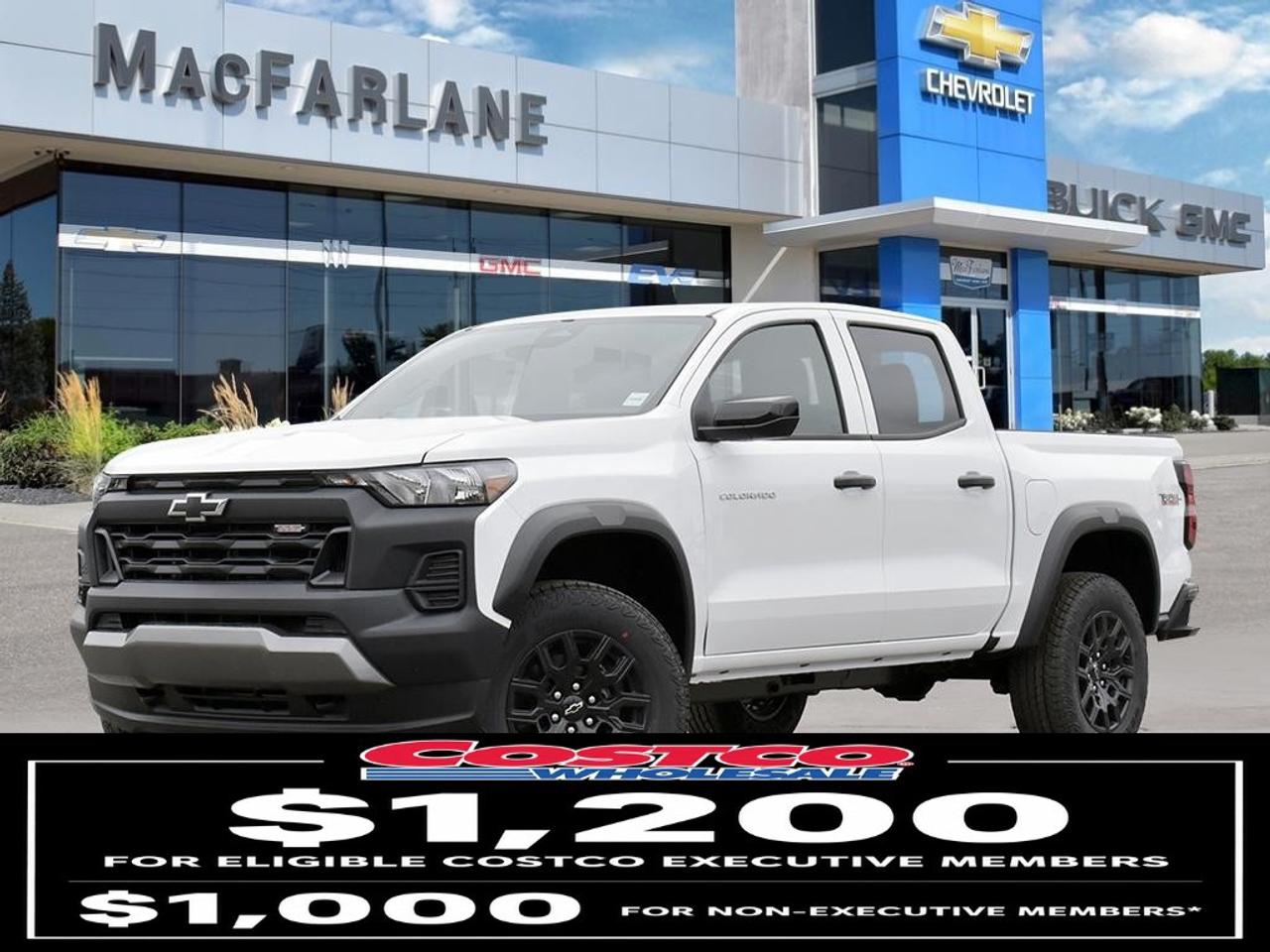 <p>Take on demanding workdays, changing Ontario road conditions and weekend adventures in this new <strong>2026 Chevrolet Colorado Trail Boss Crew Cab Short Box 4WD</strong>. Available at MacFarlane Chevrolet Buick GMC in Petrolia, Ontario, this rugged midsize pickup combines strong turbocharged performance, off-road capability and advanced everyday technology.</p><p>Powered by the <strong>2.7L TurboMax four-cylinder engine</strong>, the Colorado delivers 310 horsepower and an impressive 430 lb.-ft. of torque. An eight-speed automatic transmission and four-wheel-drive system provide responsive performance for towing, hauling, highway travel and off-road driving.</p><p>The Trail Boss trim is built for adventure with a <strong>2-inch factory-installed lift</strong>, 18-inch wheels, 32-inch all-terrain tires, four selectable drive modes and an off-road performance display. A two-speed automatic transfer case and protective transfer-case shield add capability when travelling over rough or uneven terrain.</p><p>Inside, the spacious Crew Cab features an <strong>11.3-inch centre touchscreen</strong>, an 11-inch digital Driver Information Centre, wireless Apple CarPlay and Android Auto compatibility. Chevrolet Safety Assist provides advanced driver-assistance technologies designed to enhance awareness and confidence behind the wheel.</p><p>Visit MacFarlane Chevrolet Buick GMC to explore this <strong>2026 Chevrolet Colorado Trail Boss Crew Cab 4WD for sale near Sarnia, Strathroy, London and throughout Lambton County</strong>. Contact our sales team today to schedule your test drive.</p>