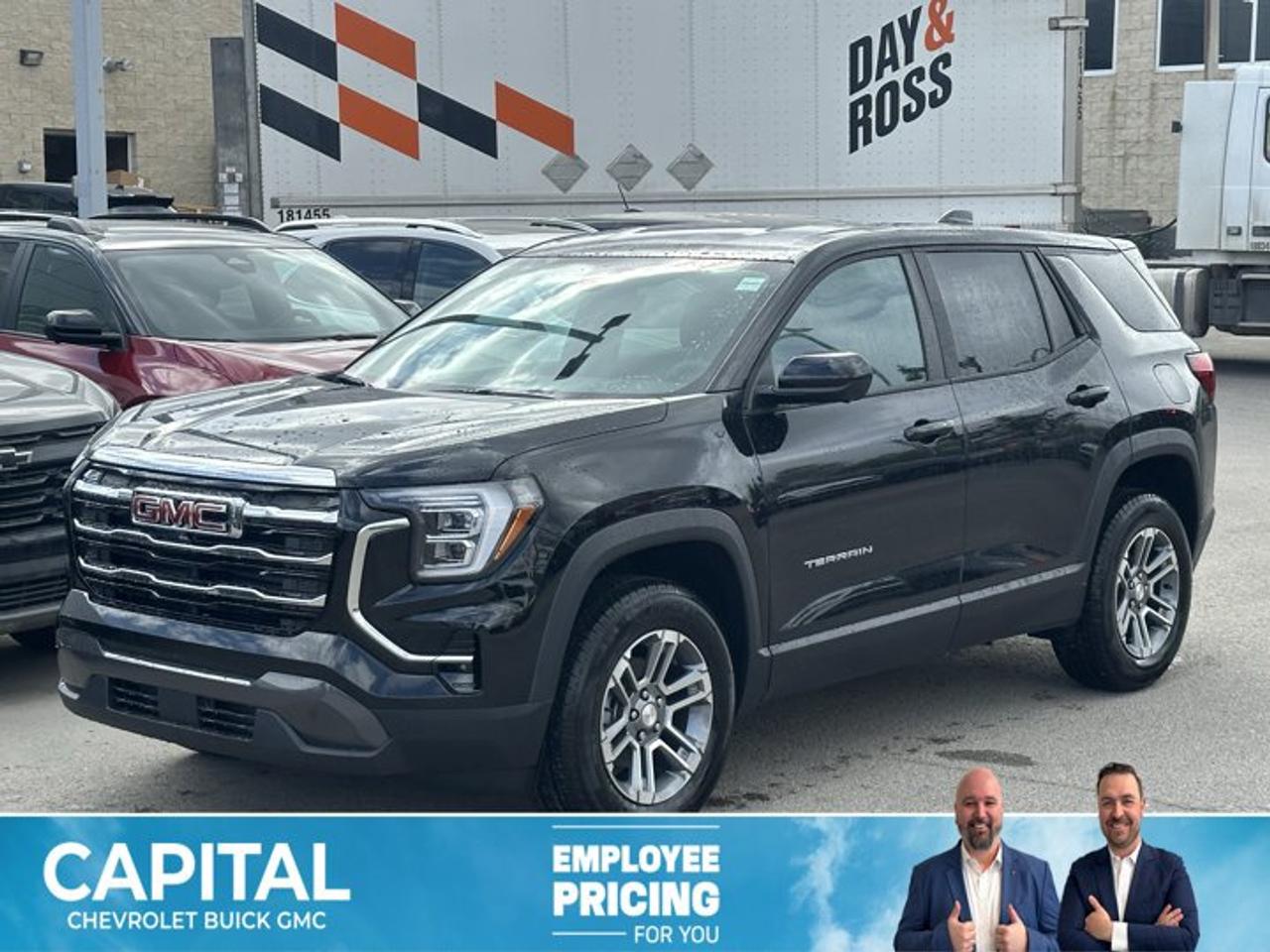 This GMC Terrain delivers a Turbocharged Gas I4 1.5L/-TBD- engine powering this Automatic transmission. ENGINE, 1.5L TURBO DOHC 4-CYLINDER, SIDI, VVT (175 hp [131.3 kW] @ 5800 rpm, 203 lb-ft of torque [275.0 Nm] @ 2000 - 4000 rpm). (STD), Wireless Apple CarPlay/Wireless Android Auto, Windows, express up/down driver and express down all passengers.* This GMC Terrain Features the Following Options *Window, rear side, solar absorbing, privacy tinting, Wi-Fi Hotspot capable (Terms and limitations apply. See onstar.ca or dealer for details.), Wheels, 17 (43.2 cm) Grazen Metallic, machined aluminum, Wheel, spare, 17 (43.2 cm) steel, Visors, driver and front passenger illuminated vanity mirrors covered, Vehicle health management provides advanced warning of vehicle issues, USB ports, 2, one type A and one type-C, data/charge, located in the front area of the centre console, USB ports, 2 type-C, located on back of centre console, charge-only, Transmission, 8-speed automatic, electronically-controlled with overdrive includes Driver Shift Control, Tires, 235/65R17, all-season blackwall.* Stop By Today *Stop by Capital Chevrolet Buick GMC Inc. located at 13103 Lake Fraser Drive SE, Calgary, AB T2J 3H5 for a quick visit and a great vehicle!