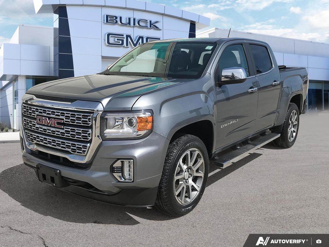 Performance Skid Plate Package ($590)

Wireless Charging | Heated & Ventilated Seats | Heavy Duty Trailering Package | HD Rear Vision Camera | Heated Steering Wheel | HD Rear Vision Camera | Driver Alert Package |
This 2022 GMC Canyon Denali 4WD is a well-equipped midsize truck that delivers a premium experience without the full-size price tag. With a spray-on bedliner, Bose 7-speaker audio, Satin Steel Metallic exterior, and just over 82,000 km on the clock, this Canyon is ready for both the workweek and the weekend.

Key Features 
- Remote Keyless Entry
- Cruise Control 
- 6-Way Power Adjustable Driver Seat 
- Leather Wrapped Heated Steering Wheel  
- 8 Color Touchscreen
- Apple CarPlay and Android Auto
- HD Backup Camera

Safety Features
- Rear Park Assist
- Theft Deterrent System
- Electric Stability Control System
- Traction Control 
- Teen Driver Mode

Ready to get behind the wheel? Visit us at Birchwood Chevrolet Buick GMC or browse inventory at birchwoodchevrolet.ca. You can reserve this truck online, start your purchase, or book a test drive at a time that works for you  our team is here to make the process straightforward and hassle-free.
All of our quality pre-owned vehicles are delivered with the following:
· a Birchwood Certified 152 pt Inspection
· a full tank of fuel
· Full service records (if available)
· a CARFAX report

Click, call (204) 837-5811, or visit Birchwood Chevrolet Buick GMC at the Birchwood Auto Park, 3965 Portage Avenue West at the Perimeter.

Special Financing Available! Price does not include taxes. Dealer Permit #4240.
Dealer permit #4240