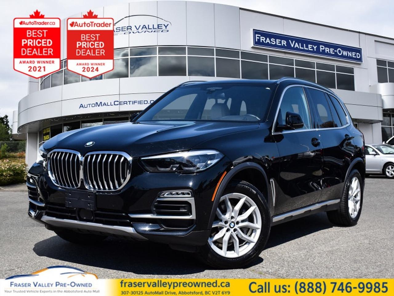2020 BMW X5 XDRIVE40I - PREMIUM PKG - DRIVING ASSIST PRO - PANORAMIC ROOF - 46,934 KM
 
335HP Turbo I-6, Ivory White Leather, HUD, Adaptive Cruise, Aerial View Camera, Remote Start, BMW Dealer Serviced
 
Fraser Valley Pre-Owned is proud to present this 2020 BMW X5 xDrive40i in Jet Black over Ivory White leather - a low-kilometre X5 with three factory packages that turn an already excellent SUV into something genuinely hard to find at a pre-owned price. The Premium Package adds multi-zone climate control, heads-up display, remote engine start, satellite radio, and WiFi hotspot. The Driving Assistance Professional Package brings adaptive cruise control with steering assist, lane keeping assist, lane departure warning, cross-traffic alert, front collision mitigation, driver monitoring, and evasion assist - the full active safety suite. The Parking Assistance Package adds automatic parking, a rear-view camera, rear parking aid, and an aerial view display system. Together these three packages added $4,700 to the original MSRP and represent exactly the spec that X5 buyers search for. The 3.0L turbocharged inline-six producing 335 horsepower through an 8-speed automatic and xDrive all-wheel drive is the heart of what makes this X5 so satisfying to drive - linear, effortless, and always composed. Jet Black over Ivory White is a striking combination - the white leather cabin with woodgrain trim feels considerably more premium than the exterior price suggests. Power panoramic sunroof, heated front and rear seats, heated leather steering wheel, power liftgate with remote trunk release, seat and mirror memory, auto-leveling LED headlights with automatic highbeams, rain-sensing wipers, and rear manual window shades round out the package. Serviced exclusively at a BMW dealer throughout Canadian ownership - brake fluid, oil changes, power steering service, coolant flush, computer reprogramming, and windshield replacement all on Carfax Canada. The starter was replaced in March 2026 at a BMW dealer - arrives with that work freshly completed and no open recalls. A properly specced X5 at a pre-owned price, maintained where it belongs.
 
Highlights
 
2020 BMW X5 xDrive40i
Jet Black exterior
Ivory White leather interior
46,934 km
3.0L Turbocharged Inline-6 - 335HP
8-Speed automatic transmission
xDrive all-wheel drive
Premium Package
Driving Assistance Professional Package
Parking Assistance Package
Heads-up display
Remote engine start
Multi-zone air conditioning - front and rear
Adaptive cruise control with steering assist
Lane keeping assist
Lane departure warning
Cross-traffic alert
Front collision mitigation
Driver monitoring
Evasion assist
Automatic parking
Aerial view display system
Back-up camera
Rear parking aid
Panoramic power sunroof
Heated front and rear seats
Heated leather steering wheel
Power driver and passenger seats with lumbar
Seat and mirror memory
Woodgrain interior trim
Auto-leveling LED headlights
Automatic highbeams
Rain-sensing wipers
Power folding heated mirrors with integrated turn signals
Power liftgate with remote trunk release
Rear manual window shades
Aluminum wheels
Rear spoiler
Fog lamps
Privacy glass
Satellite radio
WiFi hotspot
Navigation system
Smart device integration
Universal garage door opener
Dual stainless steel exhaust with chrome finisher
No accident or damage records on Carfax Canada
8 service records on Carfax Canada - BMW dealer serviced throughout
 
Restoration Notes
 
Carfax Canada confirms no accidents or damage records and normal branding throughout. 8 service records on Carfax Canada - this X5 was serviced exclusively at a BMW dealer throughout its Canadian ownership, covering brake fluid service, oil changes, power steering service, coolant flush, computer reprogramming, and windshield replacement. The starter was replaced at a BMW dealer in March 2026 - this work is freshly completed and the vehicle arrives with no open recalls and a clean bill of health. Serviced and inspected to Fraser Valley Automall standards before hitting the lot.
 
Trades welcome.
 
Finance and warranty options available for all types of credit situations.
 
Dealership:
 
Fraser Valley Pre-Owned occasionally comes across a vehicle that stops everyone on the lot. This X5 was one of them. Jet Black over Ivory White, three factory packages, BMW dealer serviced throughout, and under 47,000 km - this is the X5 that ticks every box without the new-car price tag. As the only dedicated pre-owned store inside the Fraser Valley Automall, we hold every unit to a standard that reflects what is parked on our lot. Multiple-time AutoTrader Lowest Priced Dealer award winners and proud recipients of the 2025 and 2026 Canadian Consumer Choice Award for Pre-Owned Auto Dealership of the Year. Low km. Fully loaded. Properly maintained.
 
307-30125 Auto Mall Drive, Abbotsford, BC V2T 6Y9
Fraser Valley Automall
www.fraservalleypreowned.ca
 
All finance/lender options available - cash purchases welcome
 
 
To apply right now for financing use this link: https://www.fraservalleypreowned.ca/abbotsford-car-loan-application-british-columbia
 

| Our Quality Guarantee: We maintain the highest standard of quality that is required for a Pre-Owned Dealership to operate in an Auto Mall. We provide an independent 360-degree inspection report through licensed 3rd Party mechanic shops. Thus, our customers can rest assured each vehicle will be a reliable, and responsible purchase.  |  Purchase Disclaimer: Your selected vehicle may have a differing finance and cash prices. When viewing our vehicles on third party  marketplaces, please click over to our website to verify the correct price for the vehicle. The Sale Price on third party websites will always reflect the Finance Price of our vehicles. If you are making a Cash Purchase, please refer to our website for the Cash Price of the vehicle.  | All prices are subject to and do not include, a $995 Finance Fee, a $995 Document Fee, and a $499 GPS Lot Pack. VSA Security Fee of $10 is applicable as we are a Certified VSA Dealer (#40190).  These fees as well as taxes, are included in all listed listed payment quotes. Please speak with Dealer for full details and exact numbers.  o~o
