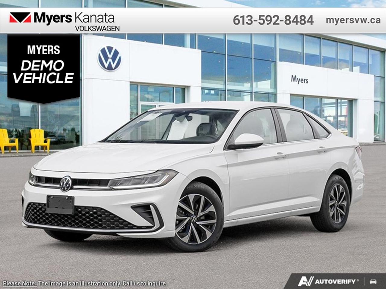 <b>Heated Seats,  Heated Steering Wheel,  Blind Spot Monitoring,  Collision Mitigation,  Apple CarPlay!</b><br> <br> The 2026 Volkswagen Jetta offers advanced safety and driver-assist systems engineered to support every journey with assurance and control.<br> <br>From the outside, the Jetta showcases elegant proportions, clean styling details and a poised stance that convey sophistication in a compact form. Inside, the cabin features quality materials, intuitive connectivity and seating designed for both comfort and engagement. With its refined character, thoughtful features and Volkswagens commitment to engineering excellence, the Jetta delivers a sedan experience thats well suited for everyday life.<br> <br>This Pure Wht sedan has an Automatic transmission and is powered by a 158HP 1.5L 4 Cylinder Engine. <br> <br> Our Jettas trim level is Trendline. Standard features include heated front seats with a heated steering wheel, remote keyless entry, mobile hotspot internet access, and an 8-inch infotainment screen with Apple CarPlay and Android Auto. Safety features include blind spot monitoring, front and rear collision mitigation and autonomous emergency braking. This vehicle has been upgraded with the following features: Heated Seats, Heated Steering Wheel, Blind Spot Monitoring, Collision Mitigation, Apple CarPlay, Android Auto. This is a demonstrator vehicle driven by a member of our staff, so we can offer a great deal on it.<br><br> <br>To apply right now for financing use this link: <a href=https://www.myersvw.ca/financing-request/ target=_blank>https://www.myersvw.ca/financing-request/</a><br> <br/><br>Call one of our experienced Sales Representatives today and book your very own test drive! Why buy from us? Move with the Myers Automotive Group since 1942! We take all trade-ins - Appraisers on site!<br> Come by and check out our fleet of 30+ used cars and trucks and 140+ new cars and trucks for sale in Kanata.  o~o