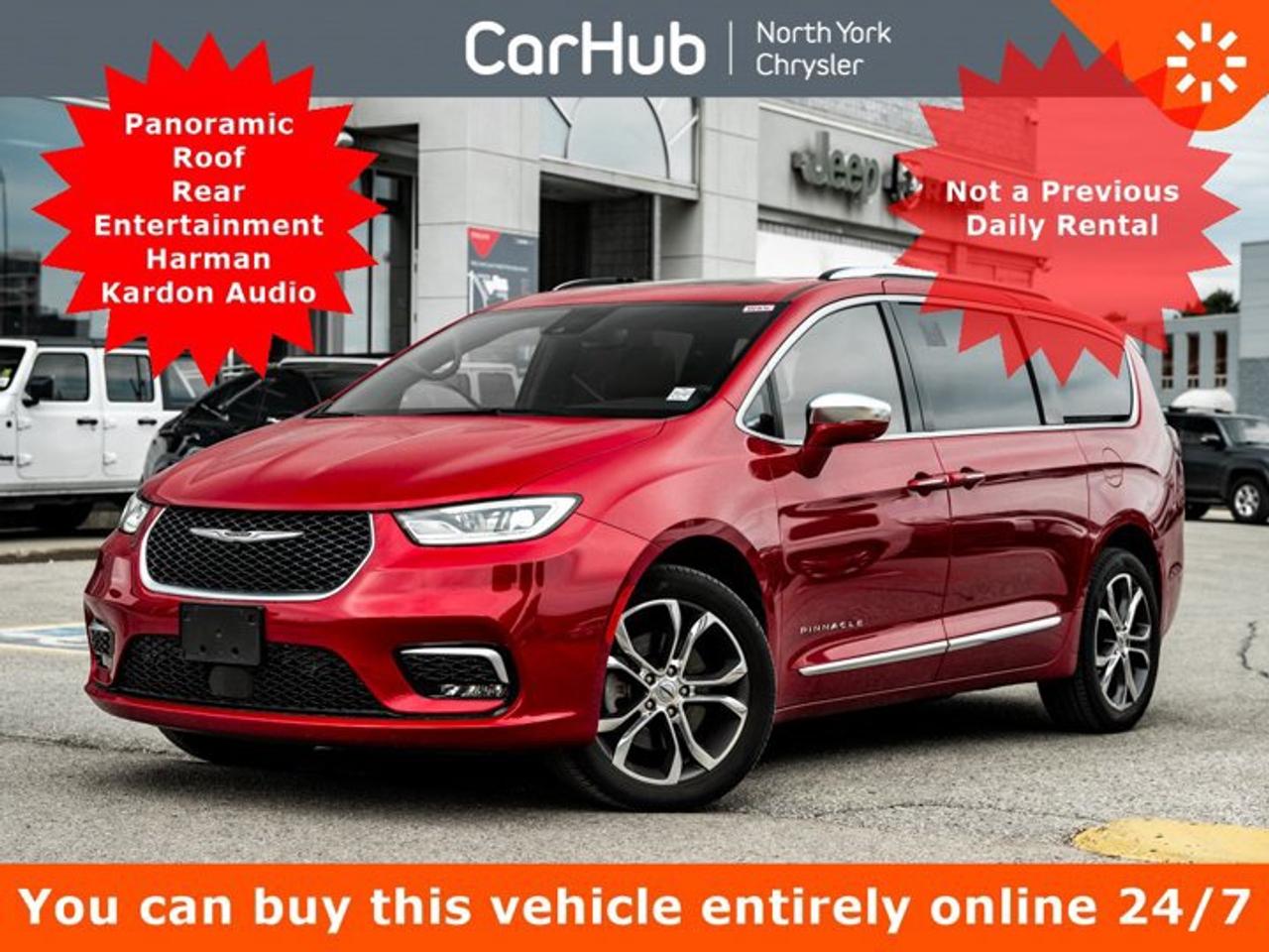 <p> Only 10,367 Miles! This Chrysler Pacifica boasts a Regular Unleaded V-6 3.6 L/220 engine powering this Automatic transmission. TRANSMISSION: 9-SPEED AUTOMATIC  (STD), SEPIA/BLACK, PREMIUM LEATHER-FACED BUCKET SEATS  -inc: Sepia Seat Colour, RED HOT PEARL COAT. <p> This Chrysler Pacifica Features the Following Options <br /> QUICK ORDER PACKAGE 27S  -inc: Engine: 3.6L Pentastar VVT V6 w/ESS, Transmission: 9-Speed Automatic , ENGINE: 3.6L PENTASTAR VVT V6 W/ESS  (STD), Wheels: 20 x 7.5 Polished Aluminum, Voice Activated Dual Zone Front Automatic Air Conditioning, Vinyl Door Trim Insert, Valet Function, Turn-By-Turn Navigation Directions, Trunk/Hatch Auto-Latch, Trip Computer, Transmission w/Oil Cooler. </p> <p>Drive Happy with CarHub<br>*** All-inclusive, upfront prices -- no haggling, negotiations, pressure, or games*** Purchase or lease a vehicle and receive a $1000 CarHub Rewards card for service.  *** Purchase this vehicle fully online on CarHub websites</p> <p>Transparency Statement<br>USED VEHICLES:Online prices and payments are for finance purchases  please note there is a $850 safety certification fee. if not Certified, then as per OMVIC Regulations the vehicle is deemed to be not drivable and Not Certified. Cash purchases for used vehicles have a $2,350 surcharge which includes the safety certification (the finance price + $2,350).NEW VEHICLES:New financed vehicles are subject to an $ 850 Processing Fee. New cars priced at over $100,000 including add-ons or accessories are subject to the additional federal luxury tax.While every effort is taken to avoid errors, technical or human error can occur, so please confirm vehicle features, options, materials, and other specs with your CarHub representative. This can easily be done by calling us or by visiting us at the dealership. CarHub used vehicles come standard with 1 key. If we receive more than one key from the previous owner, we include them with the vehicle. Additional keys may be purchased at the time of sale. Ask your Product Advisor for more details. Payments are only estimates derived from a standard term/rate on approved credit. Terms, rates and payments may vary. Prices, rates and payments are subject to change without notice. Please see our website for more details.</p>