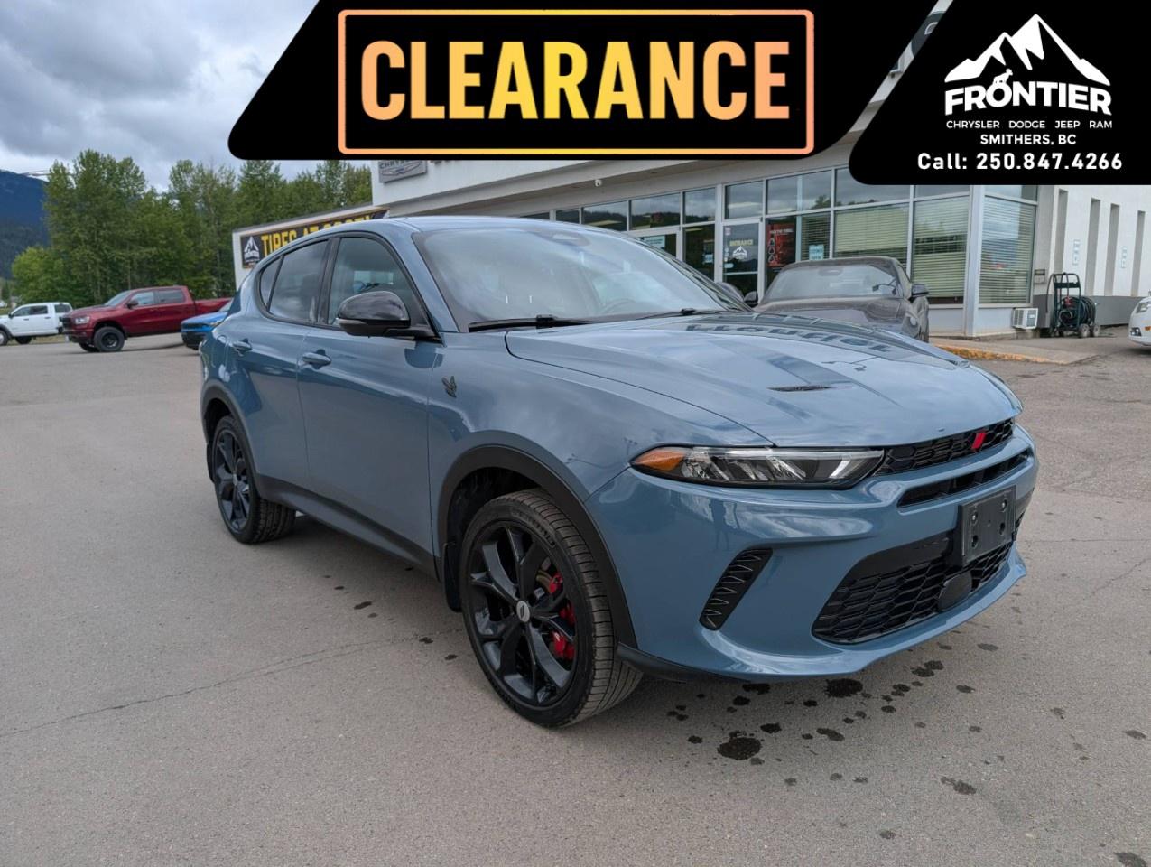 <p>The 2024 Dodge Hornet GT AWD delivers bold styling, turbocharged performance, and advanced technology in a compact SUV that stands out from the crowd.</p><p>Finished in <strong>Blue Steele with an Alcantara interior</strong>, this Hornet brings a sporty, upscale feel inside and out.</p><p>Powered by a <strong>2.0L DOHC I-4 turbocharged engine with Stop/Start</strong>, paired with a <strong>9-speed automatic transmission and all-wheel drive</strong>, this Hornet is built for responsive performance and confident handling in all conditions.</p><p>Inside, youll find a driver-focused cabin with premium touches like <strong>Alcantara seats, a heated steering wheel, heated front seats, and a 12.3-inch full-colour digital display</strong>. Stay connected with <strong>Uconnect® 5 featuring a 10.25-inch touchscreen, Apple CarPlay®, Android Auto, SiriusXM®, and a 4G LTE Wi-Fi hotspot</strong>.</p><p>This model is equipped with the <strong>GT Blacktop & Track Pack Bundle</strong>, adding standout features like <strong>20-inch Abyss aluminum wheels, dual mode suspension, sport leather steering wheel, aluminum sport pedals, and red brake calipers</strong>, giving it an aggressive look and enhanced driving dynamics.</p><p>Safety and driver assistance features include <strong>Forward Collision Warning with Active Braking, Blind-Spot Monitoring with Rear Cross-Path Detection, Lane Departure Warning with Lane Keep Assist, Adaptive Cruise Control, ParkView® Rear Back-Up Camera, and Park-Sense® Rear Park Assist System</strong>.</p><p>With its combination of performance, style, and advanced tech, the 2024 Dodge Hornet GT AWD is ready to make every drive exciting.</p><p>Please confirm all vehicle details and features with our sales team and start the buying process today at Frontier Chrysler Dodge Jeep Ram Ltd. in Smithers, BC.</p>