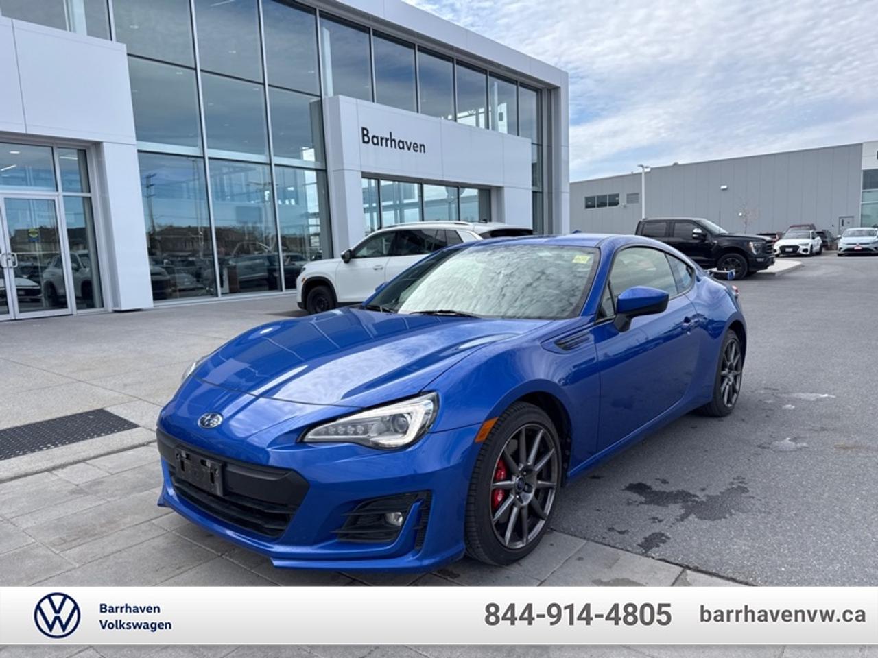 <b>Low Mileage, Navigation,  Leather Seats,  Heated seats,  Leather Steering Wheel,  Bluetooth Audio!</b><br> <br> This Subaru BRZ is an electrifying drive with its lively handling, amazingly balanced suspension and driver-oriented cockpit. This 2018 Subaru BRZ is fresh on our lot in Nepean. <br> <br>Stripped of all but what is necessary for driving enjoyment, this Subaru BRZ is a symbol of sports car purity. Its a sports coupe built for no other reason than to magnify the joy of driving for all who get behind the wheel. A performer at heart, this BRZ uses rear-wheel drive and a low-profile, compact boxer engine to its advantage for divine cornering and balanced handling that thrills at any speed. The driver-centric interior is completely focused on the drivers connection to the road. Welcome to driving paradise. This low mileage coupe has just 32,656 km. Its World Rally Blue Pearl in colour and is completely accident free based on the <a href=https://vhr.carfax.ca/?id=fFFPl+WURcQ7VqKJK+/Aq4pmtKFu70u0 target=_blank>CARFAX Report</a>. It has a Manual transmission and is powered by a 205HP 2.0L 4 Cylinder Engine. It may have some remaining factory warranty, please check with dealer for details. <br> <br> Our BRZs trim level is Sport Tech RS. Upgrade to this amazing machine for its comfort, style, and performance! This BRZ Sport-tech RS comes with heated leather seats, a short throw shifter, a multifunction instrument display, and a leather wrapped steering wheel to keep you connected to the road. For comfort and technology, this couple comes packed with a 7 inch touchscreen infotainment system with GPS Navigation, Apple CarPlay, Android Auto, STARLINK smartphone integration (including Aha radio), steering wheel audio control, Bluetooth streaming audio with voice activation, and SiriusXM Satellite Radio. This vehicle has been upgraded with the following features: Navigation, Leather Seats, Heated seats, Leather Steering Wheel, Bluetooth Audio, STARLINK, Aluminum Wheels.<br> <br>To apply right now for financing use this link: <a href=https://www.barrhavenvw.ca/en/form/new/financing-request-step-1/44 target=_blank>https://www.barrhavenvw.ca/en/form/new/financing-request-step-1/44</a><br><br> <br/><br> Buy this vehicle now for the lowest bi-weekly payment of <b>$213.34</b> with $0 down for 72 months @ 9.99% APR O.A.C. ((Plus applicable taxes and fees - Some conditions apply to get approved at the mentioned rate)     ).  See dealer for details. <br> <br>We are your premier Volkswagen dealership in the region. If youre looking for a new Volkswagen or a car, check out Barrhaven Volkswagens new, pre-owned, and certified pre-owned Volkswagen inventories. We have the complete lineup of new Volkswagen vehicles in stock like the GTI, Golf R, Jetta, Tiguan, Atlas Cross Sport, Volkswagen ID.4 electric vehicle, and Atlas. If you cant find the Volkswagen model youre looking for in the colour that you want, feel free to contact us and well be happy to find it for you. If youre in the market for pre-owned cars, make sure you check out our inventory. If you see a car that you like, contact 844-914-4805 to schedule a test drive.<br> Come by and check out our fleet of 40+ used cars and trucks and 160+ new cars and trucks for sale in Nepean.  o~o