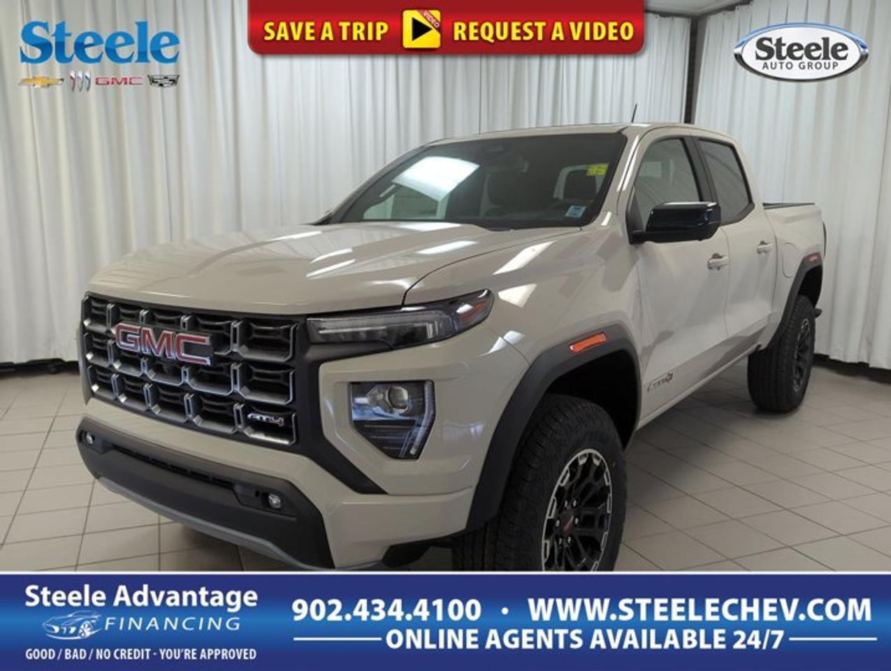 Built for work, play, and life in Atlantic Canada, the 2026 GMC Canyon AT4 brings rugged capability and modern comfort together in one smart midsize truck. Finished in Coastal Dune with a Black interior, this four-door pickup looks confident and ready for every season in Dartmouth.With its turbocharged 2.7-litre gas engine, automatic transmission, and four-wheel drive, the 2026 GMC Canyon AT4 is made for changing road conditions, weekend escapes, and daily driving alike. Heated steering wheel comfort and adaptive cruise control add welcome ease to every trip with this well-equipped truck.FEATURES OF THE Canyon AT4Off-road focused GMC Canyon AT4 designFour-wheel drive for added tractionTurbocharged 2.7-litre gas four-cylinder engineAutomatic transmission for easy drivingTRUCK FEATURESPickup box adds everyday hauling versatilityFour-door cab supports passenger practicalityFour-wheel drive helps on rough terrainMidsize truck size aids manoeuvrabilityADVANCED SAFETY FEATURESAdaptive cruise control supports highway confidenceFour-wheel drive boosts traction in weatherElevated truck stance improves road visibilityFour-door design helps passenger access easePERFORMANCE AND EFFICIENCYTurbocharged engine delivers strong everyday responseAutomatic transmission supports smooth shiftingFour-wheel drive enhances all-surface capabilityGas power suits long-distance travel needsCOMFORT AND CONVENIENCEHeated steering wheel warms cold morningsFour doors improve cabin accessibilityBlack interior offers a clean lookMidsize dimensions simplify urban parkingTECHNOLOGY AND CONNECTIVITYAdaptive cruise control reduces driving effortClear driver-focused layout supports usabilityModern GMC cabin design feels intuitiveAutomatic operation adds daily convenienceCARGO SPACEPickup bed handles gear and suppliesUseful box suits workday haulingCabin space supports passengers and belongingsVersatile layout fits active lifestylesWHAT OTHER OWNERS LIKEStrong turbo power for daily drivingComfortable size for city and trailsFour-wheel drive for year-round confidenceHeated steering wheel adds winter comfortThe 2026 GMC Canyon AT4 is a smart choice for drivers who want real truck ability without moving into a full-size pickup. Its midsize footprint makes it easier to park, easier to handle in town, and easier to enjoy every day, while still delivering the toughness people expect from a GMC truck.The Coastal Dune exterior gives this 2026 GMC Canyon AT4 a refined, outdoors-ready appearance that suits both job sites and weekend destinations. Inside, the Black cabin keeps the look simple and durable, creating an environment that feels practical, modern, and ready for regular use in all seasons.Power comes from a turbocharged 2.7-litre gas four-cylinder engine that delivers solid response for merging, passing, and carrying a load. Paired with an automatic transmission, the 2026 GMC Canyon AT4 offers smooth operation and easy drivability, whether you are heading through Dartmouth traffic or taking the long way home.Four-wheel drive is a major advantage for Canadian drivers, especially when roads turn wet, snowy, or uneven. The 2026 GMC Canyon AT4 is built to give you extra confidence when conditions change, helping you stay in control on highways, back roads, and cottage trails.This truck also brings welcome comfort to the daily routine. A heated steering wheel makes cold starts more pleasant, while adaptive cruise control helps reduce fatigue on longer drives. These are the kinds of features drivers appreciate often because they make every trip feel easier and more relaxed.For drivers shopping at Steele Chevrolet Buick GMC in Dartmouth, this 2026 GMC Canyon AT4 delivers a strong balance of style, capability, and everyday usefulness. It is a truck that feels ready for work, ready for adventure, and ready for the demands of Canadian driving.This 2026 GMC Canyon AT4s VIN is: 1GTP2DEK7T1197161 .