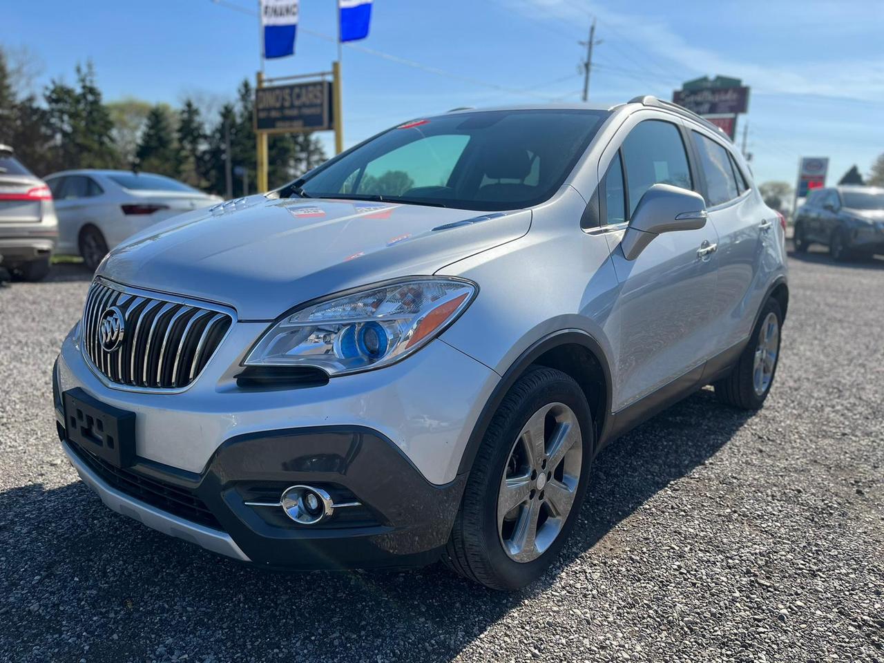 <p>CERTIFIED,</p><p>We finance</p><p>Contact us for pre approval,</p><p>DINOS CARS</p><p>-Safety certification included in the price ( UNLESS SPECIFIED OTHERWISE ie. AS IS VEHICLES)</p><p>-IF YOU CANT COME TO US WELL DRIVE TO YOU ( WITHIN A REASONABLE DISTANCE TO VIEW) DELIVERY ALSO AVAILABLE</p><p>-Certified Quality Pre owned Vehicles</p><p>-Carfax history report available for every vehicle</p><p>-Licensing and tax are extra</p><p>-Open by Appointment Call or text(519)697-3866</p><p>-4016 Dundas St E, London, ON N5V 5C6</p><p>Looking for a stylish and practical SUV thats ready for anything? Check out this stunning 2014 Buick Encore Leather CERTIFIED, now available at Dinos Cars! This compact crossover is perfect for navigating city streets while offering the versatility you need for weekend getaways. With its sleek silver exterior and a luxurious black leather interior, this Encore is sure to turn heads wherever you go. Plus, this beauty has been CERTIFIED, meaning its been thoroughly inspected and meets our high standards for quality and reliability. With 153,792km on the odometer, this Encore is ready for its next adventure.</p><p>This Buick Encore is packed with features designed to enhance your driving experience. The automatic transmission and all-wheel drive provide smooth handling and confident performance in various road conditions. The Encores four doors offer easy access for passengers, and the SUV/Crossover body style gives you plenty of cargo space.</p><p>Here are some of the features that make this Buick Encore truly special:</p><ul><li><strong>Luxurious Leather Interior:</strong> Sink into the comfort of premium black leather seats and enjoy a touch of sophistication on every drive.</li><li><strong>All-Wheel Drive Confidence:</strong> Tackle any weather condition with the assurance of all-wheel drive, providing superior traction and control.</li><li><strong>Certified Quality:</strong> Drive with peace of mind knowing this Encore has undergone a rigorous inspection to ensure top-notch performance and reliability.</li><li><strong>Fuel-Efficient Performance:</strong> Enjoy the efficiency of a gasoline engine, perfect for those long drives or everyday commutes.</li><li><strong>Sleek and Stylish Design:</strong> Make a statement with the Encores modern design, featuring a head-turning silver exterior.</li></ul><p><strong><em>Powered by AutoIntelligence&trade;</em></strong> Vehicle information has been generated using artificial intelligence and is provided for informational purposes only. While efforts are made to ensure accuracy, please confirm all details directly with the dealer.</p>