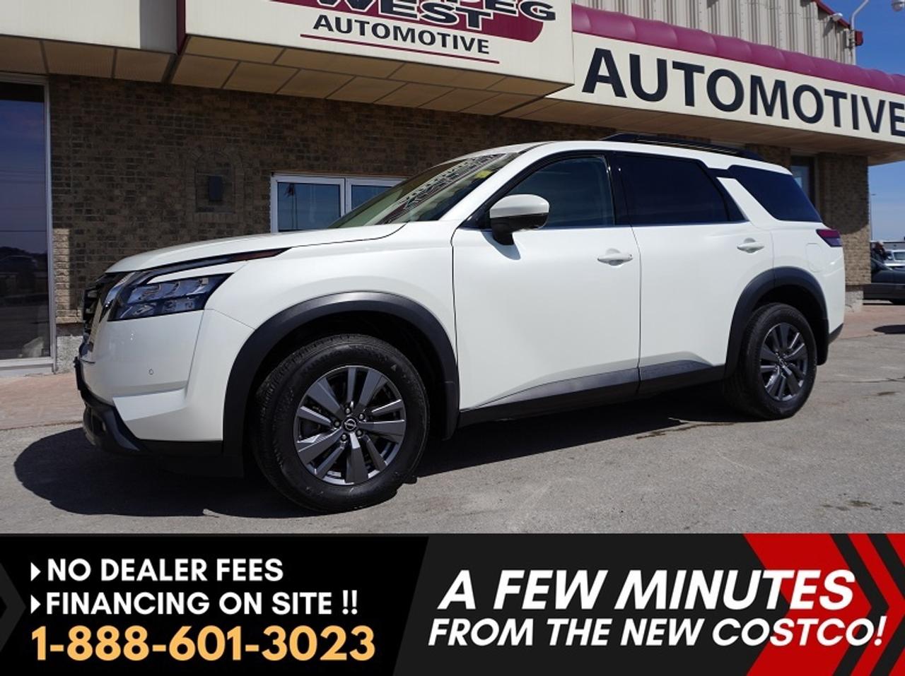 *** Dealer arranged financing on site! Quick, Simple,  no calls or waiting on bank appointments required!! Drive away today ***   NO ADMINISTRATION FEES!!

LOADED 5th GEN  Loaded 2024 Nissan Pathfinder AWD, Low k and  with a ton of PREMIUM UPGRADES!!! --- HUGE PANORAMIC SUNROOF --- 360 degree camera with multiple view options -- THIRD ROW SEATING FOR UP TO 8 PASSENGERS -- Power liftgate -- All-wheel drive -- 8-inch touchscreen infotainment system with Apple CarPlay, SiriusXM  -- Emergency Braking with P
edestrian detection -- Blind-Spot montioring  -- Adaptive Cruise Control -- and a ton of other high value options!!   It should be noted that this Pathfinder has been assessed a five star safety rating, the administrations highest grade!!  

Immaculate inside and out, Excellent history, non smoker, meticulous maintenance and gorgeous color combo! ......special order Premium Pearl White Tricoat exterior ( which is flawless ) Comfortable and spacious interior with premium front row heated seats, heated steering wheel and multi-zone climate. Foldable second and third row seats allowing for a highly configurable cabin with lots of cargo space.

Excellent history and LOW KMS!!!! This Pathfinder stands out as an extremely  well-equipped SUV that has impeccably cared for........and has all the premium upgrades youd want in an SUV. A fantastic option for families looking for safety, space, technology, and convenience.

Features
- 3.5-liter V6 engine 
- 9-speed automatic
- 18-inch wheels
- Intelligent Around View Monitor (360-degree camera)
- LED headlights
- LED fog lights
- Proximity keyless entry with push-button start
- Three-zone automatic climate control
- Seating for eight passengers (second-row bench seat)
- 8-inch touchscreen display
- Panoramic sunroof
- Power liftgate
- Apple CarPlay and Android Auto smartphone integration
- Six-speaker audio system
- Blind-spot warning with rear cross-traffic warning
- Forward collision mitigation
- Rear automatic braking 
- Lane departure warning 
- Rear parking sensors
- Remote start
- Heated exterior mirrors
- Heated front seats
- Leather-wrapped steering wheel
- Power-adjustable drivers seat
- Adaptive cruise control 
- Lane keeping assistance 
- Blind-spot intervention
- 10-way power drivers seat (including 2-way power lumbar) and 4-way manual passenger seat.

Comes with a Manitoba Safety Certification, and we have many Extended Powertrain warranties available on your vehicle purchase up to 10-year coverage (on eligible vehicles see dealer for details). Financing on site with Zero down financing OAC. Trades accepted. View at Winnipeg West Automotive Group, 5195 Portage Ave. (only a couple of minutes past the new Costco) Dealer permit # 6007, Call now 1(888) 601-3023. This Car is located in Winnipeg Manitoba,  however we can have it shipped anywhere in North America relatively inexpensively.