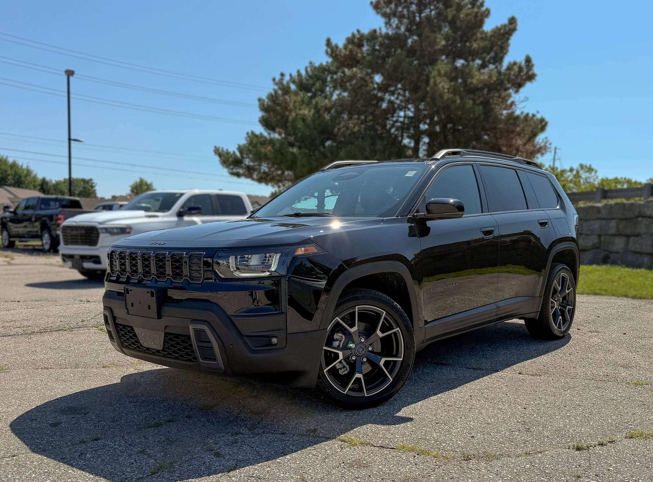 Elevated in both design and demeanor, our New, hybrid-powered 2026 Jeep Cherokee Overland 4X4 surrounds us with upscale appointments, composed road manners, and a polished presence that feels right at home in Diamond Black Crystal Pearl-Coat. Motivated by a TurboCharged 1.6 Litre 4 Cylinder paired with a Dual Electric Motors offering 210hp tethered to a CVT. This Four Wheel Drive SUV also combines Jeep Active Drive I and terrain management for trail-friendly action, and it returns approximately 8.1L/100km on the highway. Our Cherokee Overland is equipped with LED exterior lighting, 18-inch alloy wheels, and roof rails.  Our Overland cabin elevates everyday driving with leather heated front seats, refined interior materials, and intuitive comfort features. Technology centers on a large touchscreen display paired with a digital driver interface, Apple CarPlay&reg;/Android Auto&reg;, Bluetooth&reg;, premium audio, wireless charging, and available WiFi connectivity to support modern driving needs.  Jeep supports your safety with essential driver-assistance features, including a rearview camera, automatic emergency braking, forward collision alert, and lane departure warning. Designed with practicality in mind, our Cherokee Overland delivers confident everyday protection without unnecessary complexity. Save this Page and Call for Availability. We Know You Will Enjoy Your Test Drive Towards Ownership!