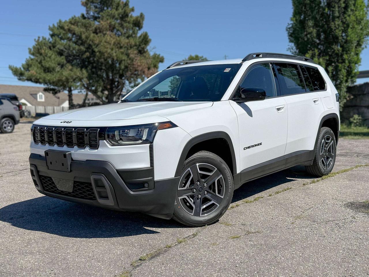 Clean, confident, and ready for anything, our New 2026 Jeep Cherokee Laredo 4X4 in Bright White Clear-Coat stands out with timeless design and unstoppable performance. Motivated by a TurboCharged 1.6 Litre 4 Cylinder paired with a Dual Electric Motors offering 210hp tethered to a CVT. This Four Wheel Drive SUV also combines Jeep Active Drive I and terrain management for trail-friendly action, and it returns approximately 8.1L/100km on the highway. Our Cherokee Laredo presents a confident, functional design with modern lighting elements, standard 18-inch alloy wheels, roof rails, and clean exterior detailing that reflects Jeeps signature SUV styling. Durable finishes and practical design cues support everyday usability while maintaining a composed, contemporary appearance.  The interior of our Laredo cabin emphasizes practical comfort with supportive seating, single-zone climate control, 12V power outlets, pushbutton ignition, and versatile interior storage. Everyday technology includes a central touchscreen display, a digital driver display, Bluetooth&reg;, voice control, Apple CarPlay&reg;/Android Auto&reg; compatibility, a multi-speaker audio system, and available WiFi connectivity to help you stay connected.  Jeep supports your safety with essential driver-assistance features, including a rearview camera, automatic emergency braking, forward collision alert, and lane departure warning. Designed with practicality in mind, our Cherokee Laredo delivers confident everyday protection without unnecessary complexity. Save this Page and Call for Availability. We Know You Will Enjoy Your Test Drive Towards Ownership!