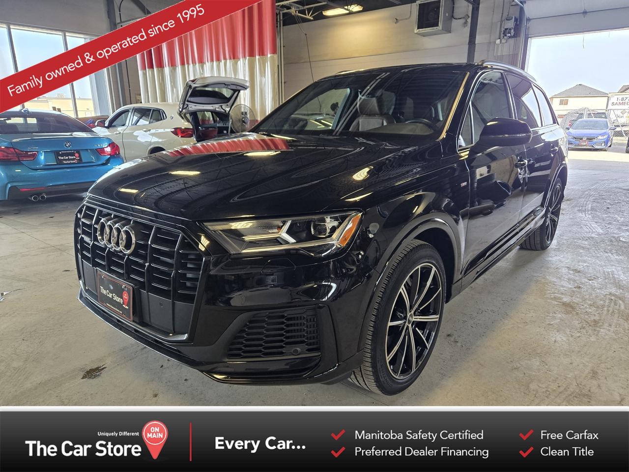 2022 Audi Q7 Komfort S-Line  One Owner | Low KM | Clean Title 
 Key Features: 
 Quattro All-Wheel Drive 
 S-Line Package 
 7-Passenger Seating 
 Panoramic Sunroof 
 Power Front Seats with Memory 
 Power Liftgate 
 Comfort: Heated Front Seats & Heated Steering Wheel 
 Driver Assistance: Blind-Spot Monitoring & Front/Rear Parking Sensors 
 Apple CarPlay & Android Auto 
 Keyless Entry with Push-Button Start 
 One Owner 
 Clean Title 
 Low Kilometres 
 
 
 Refined, Spacious, and Well Specd: 
 The Q7 does a good job balancing luxury, space, and drivability. It doesnt feel oversized from behind the wheel, yet still gives you usable third-row seating and excellent road-trip comfort. 
 
 
 Clean Ownership and Desirable Mileage: 
 One owner, low kilometres, and a clean title is a great combination when looking for a vehicle. This example checks those boxes and has looks to spare. 
 
 
 Our Take: 
 If you want a 3-row luxury SUV that leans more toward understated quality than flash, the Q7 is a strong option. The low km, clean history, and S-Line spec make this even more of a stand out. 
 
 
 We are a local Family Owned business and we try to do things a little different. 
 
 At The Car Store on Main every vehicle is Manitoba Safety Certified. 
 Every vehicle sold is eligible for the Advantage Plan: 
 30 Day Warranty on all MB Safety certificate related items. 
 CarFax Vehicle History Report 
 2 sets of Keys 
 Wholesale access to all other Miscellaneous Accessories (i.e. Wtr Tires, Remote Starr, all misc vehicle accessories/parts, etc...) 
 And of course a Full tank of Gas. 
 
 There is no Gimmicks or games, we are always aggressive on our prices and try to separate ourselves from the rest. 
 We also have an on-site Certified Banker who shops to get the best possible interest rates in with all Major Banks and Credit Unions! 
 
 Come to our Brand New modern showroom and see what makes us Uniquely Different! 
 
 Located on Main St. just North of Chief Peguis Trail. 
 
 To schedule an appointment call us directly at 204-669-1248 or email sales@thecarstore.ca 
 
 The Car Store on Main 
 -Uniquely Different- 
 
 www.thecarstore.ca 
 Local: 204-669-1248 
 Toll Free: 877-634-2975 
 
 A local family owned business unlike typical car lots, there are no pressure tactics, no games, no gimmicks, no Sales Manager, General Manager or Used Car Manager, just straight answers and fair deals all the time! 
 
 *PRICE DOES NOT INCLUDE TAXES (G.S.T & P.S.T) 
 Dealer Permit # 4481