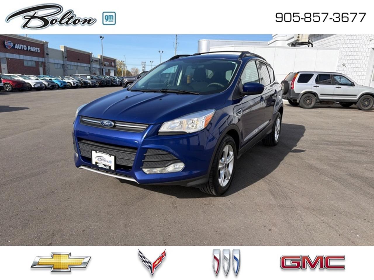<b>Bluetooth,  Heated Seats,  SYNC,  SiriusXM,  Steering Wheel Audio Control!</b><br> <br> Our sales staff will help you find that used vehicle you have been looking for - come see us today!<br> <br>In the popular, competitive field of compact crossovers, the Ford Escape stands out for its sharp looks, well-appointed interior, and engaging driving dynamics. This 2013 Ford Escape is fresh on our lot in Bolton. <br> <br>Although there are many compact SUVs to choose from, few have the styling, performance, and features offered by the 5-passenger Ford Escape. Beyond its strong drivetrain options and handsome styling, the Escape offers nimble handling and a comfortable ride. The inside of the Ford Escape boasts smart design and impressive features. If you need the versatility of an SUV, but want something fuel-efficient and easy to drive, the Ford Escape is just right. This SUV has 113,122 km. Its Blue in colour and is completely accident free based on the <a href=https://vhr.carfax.ca/?id=UArdhk004PJFn4EPHItL1RegnwEcp26W target=_blank>CARFAX Report</a>. It has an Automatic transmission and is powered by a 178HP 1.6L 4 Cylinder Engine. This vehicle has been upgraded with the following features: Bluetooth, Heated Seats, SYNC, SiriusXM, Steering Wheel Audio Control.<br> To view the original window sticker for this vehicle view this <a href=http://www.windowsticker.forddirect.com/windowsticker.pdf?vin=1FMCU0GXXDUD42649 target=_blank>http://www.windowsticker.forddirect.com/windowsticker.pdf?vin=1FMCU0GXXDUD42649</a>. <br/><br> <br>To apply right now for financing use this link: <a href=http://www.boltongm.ca/?https://CreditOnline.dealertrack.ca/Web/Default.aspx?Token=44d8010f-7908-4762-ad47-0d0b7de44fa8&Lang=en target=_blank>http://www.boltongm.ca/?https://CreditOnline.dealertrack.ca/Web/Default.aspx?Token=44d8010f-7908-4762-ad47-0d0b7de44fa8&Lang=en</a><br><br> <br/><br>Call 1-877-626-5866 NOW before this vehicle is sold!!! 
*No Hassles, No Haggles, No Admin Fees,* *JUST OUR BEST PRICE, FIRST*!!!
*** GOOD CREDIT, BAD CREDIT, NO CREDIT, LET OUR FINANCE MANAGERS SHOW YOU THE DIFFERENCE THAT BUYING FROM BOLTON GM WILL MAKE, WE SPECIALIZE IN REBUILDING YOUR CREDIT!!!!*** 
Bolton GM is Only 15 minutes from Hwy 9, 400, 427 and 410
See our complete inventory at www.boltongm.ca
 o~o