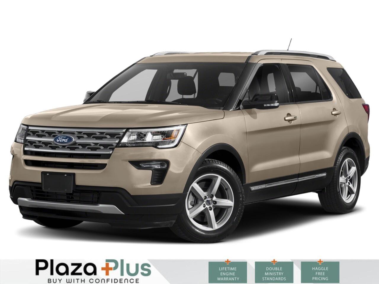 The 2018 Ford Explorer XLT 4WD in Tan promises an exceptional driving experience with its 4×4 drivetrain, delivering confident handling in all road conditions. As an SUV, it combines rugged capability with refined sophistication, making it suitable for both urban and off-road adventures.    The Explorers exterior is designed to command attention, accentuated by sleek alloy wheels and an assertive body that exudes strength. Step inside to find a thoughtfully designed interior featuring a leather steering wheel and a leather/chrome gear shifter material that complete its upscale feel. Enjoy comfort with heated front seats, while the keyless entry and power seats offer convenience at your fingertips.    Stay connected on the road with advanced technology like Bluetooth connection, a backup camera, and a state-of-the-art smart device integration system. The SUV is equipped with a satellite radio and a Wi-Fi hotspot, ensuring endless entertainment and connectivity options. It also features safety and driver assistance elements, including parking sensors and heated mirrors, to enhance your driving confidence.    This vehicle is perfect for those who seek adventure without compromising on comfort and tech-savviness. If the 2018 Ford Explorer XLT 4WD piques your interest, reach out to our dealership today to explore it further and take it for a test drive!           Plaza Auto Group, a Family Run Business For Over 70 Years. We strive to provide the highest quality experience in the automotive industry and we promise to not disappoint.      Experience the Plaza + Advantage      Lifetime Engine Warranty        Maintenance Loyalty Program        Double Ministry Standards        Haggle Free Pricing        Charitable Donation With Each Purchase        Full inspection report and Carfax        Looking to finance? We work with all major lenders to get you approved with the best available rates.      ONE KEY POLICY: All used cars come standard with One Key. In instances where the vehicle came with 2 Keys, both keys will be provided.