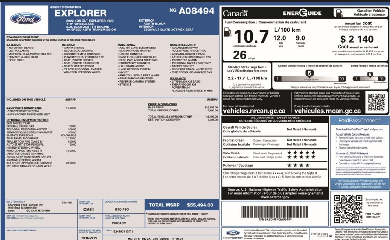 2022 Ford Explorer $7690 Factory Upgrades   Sport Appearance  w/ Leat Photo