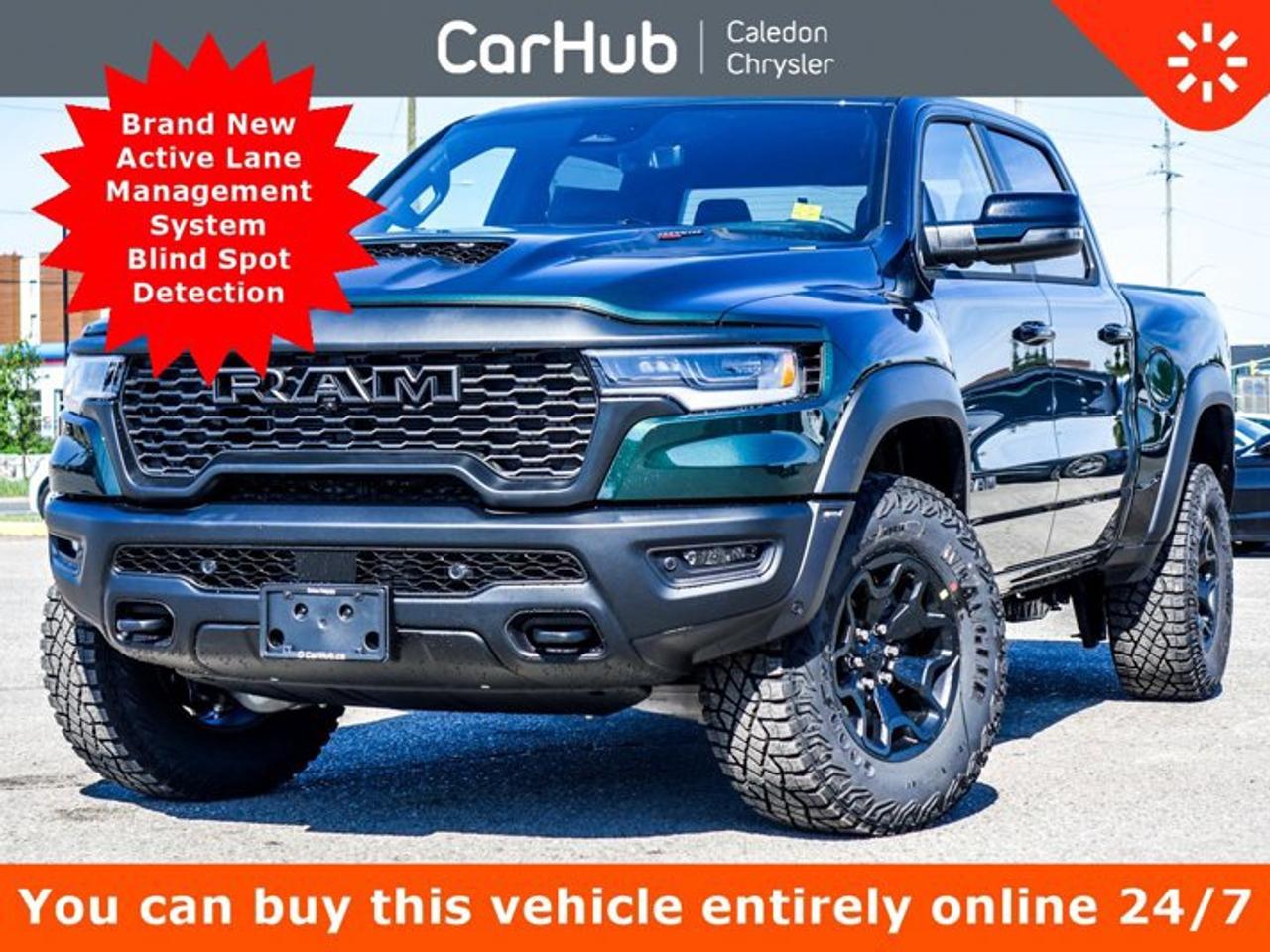 <p>Brand New</p><p>This Ram 1500 RHO 4x4 Crew Cab 57 Box has a dependable Twin Turbo Premium Unleaded I-6 3.0 L/183 engine powering this Automatic transmission. WHEELS: 18 X 9 BLACK-PAINTED ALUMINUM (STD), TRANSMISSION: 8-SPEED AUTOMATIC (STD),Our advertised prices are for consumers (i.e. end users) only.</p><p> </p><p>This Ram 1500 RHO 4x4 Crew Cab 57 Box Features the Following Options </p><p>Leather</p><p>Navigation</p><p>14.4 Display</p><p>Remote Start</p><p>Red Interior Accent</p><p>Ventilated Front Seats</p><p>Apple CarPlay Capable</p><p>4G LTE Wi-Fi Hot Spot</p><p>Adaptive Cruise Control</p><p>Power Adjustable Pedals</p><p>ParkView Backup Camera</p><p>Heated Front and Rear Seats</p><p>Dual Pane Panoramic Sunroof</p><p>Blind Spot Detection Blind Spot</p><p>Hands-Free Phone Communication</p><p>Front Passenger Interactive Display</p><p>Sport Heated Leather Steering Wheel</p><p>Dual Zone Front Automatic Air Conditioning</p><p>Front Passenger Power Seat Back Massage</p><p>19-Speaker harman/kardon Premium Sound</p><p>Integrated Navigation System w/Voice Activation</p><p>Active Lane Management System Lane Keeping Assist</p><p>Active Lane Management System Lane Departure Warning</p><p>12-Way Power Passenger Seat -inc: Power Recline, Height Adjustment, Fore/Aft Movement, Cushion Tilt and Power 4-Way Lumbar Support, 12-Way Power Driver Seat -inc: Power Recline, Height Adjustment, Fore/Aft Movement, Cushion Tilt and Power 4-Way Lumbar Support, Valet Function, USB Mobile Projection, Upfitter Switches, Trip Computer, Transmission: 8-Speed Automatic, Transmission w/Driver Selectable Mode and Sequential Shift Control w/Steering Wheel Controls, Trailer Wiring Harness, Tire Specific Low Tire Pressure Warning, Tailgate/Rear Door Lock Included w/Power Door Locks. Head-Up Display, Drowsy Driver Detection, Dual Wireless Charging Pad, 2nd-Row Ventilated Seats (CAH), Rear 60/40 Folding/Reclining Seat, Front Ventilated Seats, 19-Speaker harman/kardon Premium Sound, Carbon Fibre Interior Accents, Full-Length Upgraded Floor Console, Rain-Sensing Windshield Wipers, LED Centre High-Mounted Stop Lamps, Radio: Uconnect 5 Nav w/14.4 Display, Traffic Sign Recognition, Hands-Free Active Driving Assist System, Evasive Steer Assist, 2nd-Row Ventilated Seats, Intersection Collision Assist System, Leather/Carbon Flat-Bottom Steering Wheel, Smartphone As A Key, 14.4 Touchscreen Display, Wrapped Driver & Passenger Assist Handles, 240 Amp Alternator, Premium Wrapped IP Bezels, Exterior Mirrors w/Memory Settings, Luxury Front Door Trim Panel, Driver Seat w/Memory Setting, Power Tailgate, Rad,</p><p> </p><p>Drive Happy with CarHub<br />*** All-inclusive, upfront prices -- no haggling, negotiations, pressure, or games</p><p>*** Purchase or lease a vehicle and receive a $1000 CarHub Rewards card for service</p><p>*** All available manufacturer rebates have been applied and included in our sale price</p><p>*** Purchase this vehicle fully online on CarHub websites</p><p> </p><p>Transparency Statement<br />Online prices and payments are for finance purchases -- please note there is a $850 finance/lease fee. Cash purchases for used vehicles have a $2,350 surcharge (the finance price + $2,350), however cash purchases for new vehicles only have tax and licensing extra -- no surcharge. NEW vehicles priced at over $100,000 including add-ons or accessories are subject to the additional federal luxury tax. While every effort is taken to avoid errors, technical or human error can occur, so please confirm vehicle features, options, materials, and other specs with your CarHub representative. This can easily be done by calling us or by visiting us at the dealership. CarHub used vehicles come standard with 1 key. If we receive more than one key from the previous owner, we include them with the vehicle. Additional keys may be purchased at the time of sale. Ask your Product Advisor for more details. Payments are only estimates derived from a standard term/rate on approved credit. Terms, rates and payments may vary. Prices, rates and payments are subject to change without notice. Please see our website for more details.</p><br/><br/><p> Boasts 15 Highway MPG and 17 City MPG! This Ram 1500 delivers a Twin Turbo Premium Unleaded I-6 3.0 L/183 engine powering this Automatic transmission. WHEELS: 18 X 9 BLACK-PAINTED ALUMINUM  (STD), TRANSMISSION: 8-SPEED AUTOMATIC  (STD), SERRANO GREEN METALLIC. <p> This Ram 1500 Features the Following Options <br /> QUICK ORDER PACKAGE 22Y RHO  -inc: Engine: 3.0L I6 HO Twin Turbo w/ESS, Transmission: 8-Speed Automatic , RHO LEVEL 1 EQUIPMENT GROUP  -inc: Surround View Camera System, Power Adjustable Pedals w/Memory, Front Passenger Interactive Display, Front Passenger Power Seat Back Massage, Head-Up Display, Drowsy Driver Detection, Dual Wireless Charging Pad, 2nd-Row Ventilated Seats (CAH), Rear 60/40 Folding/Reclining Seat, Front Ventilated Seats, 19-Speaker harman/kardon Premium Sound, Carbon Fibre Interior Accents, Full-Length Upgraded Floor Console, Rain-Sensing Windshield Wipers, LED Centre High-Mounted Stop Lamps, Radio: Uconnect 5 Nav w/14.4 Display, Traffic Sign Recognition, Hands-Free Active Driving Assist System, Evasive Steer Assist, 2nd-Row Ventilated Seats, Intersection Collision Assist System, Leather/Carbon Flat-Bottom Steering Wheel, Smartphone As A Key, 14.4 Touchscreen Display, Wrapped Driver & Passenger Assist Handles, 240 Amp Alternator, Premium Wrapped IP Bezels, Exterior Mirrors w/Memory Settings, Luxury Front Door Trim Panel, Driver Seat w/Memory Setting, Power Tailgate, Rad, RED INTERIOR ACCENTS, RADIO: UCONNECT 5 NAV W/14.4 DISPLAY, LOWER TWO TONE PAINT, ENGINE: 3.0L I6 HO TWIN TURBO W/ESS  (STD), DUAL-PANE PANORAMIC SUNROOF  -inc: LED Dual Dome Reading Lamps, DIAMOND BLACK CRYSTAL PEARLCOAT, BLACK, PREMIUM LEATHER BUCKET SEATS W/SUEDE, Voice Recorder. </p> <p>Drive Happy with CarHub<br>*** All-inclusive, upfront prices  no haggling, negotiations, pressure, or games*** Purchase or lease a vehicle and receive a $1000 CarHub Rewards card for service *** All available manufacturer rebates have been applied and included in our sale price*** Purchase this vehicle fully online on CarHub websites</p> <p>Transparency Statement<br>USED VEHICLES:Online prices and payments are for finance purchases  please note there is a $850 safety certification fee. if not Certified, then as per OMVIC Regulations the vehicle is deemed to be not drivable and Not Certified. Cash purchases for used vehicles have a $2,350 surcharge which includes the safety certification (the finance price + $2,350).NEW VEHICLES:New financed vehicles are subject to an $ 850 Processing Fee. New cars priced at over $100,000 including add-ons or accessories are subject to the additional federal luxury tax.While every effort is taken to avoid errors, technical or human error can occur, so please confirm vehicle features, options, materials, and other specs with your CarHub representative. This can easily be done by calling us or by visiting us at the dealership. CarHub used vehicles come standard with 1 key. If we receive more than one key from the previous owner, we include them with the vehicle. Additional keys may be purchased at the time of sale. Ask your Product Advisor for more details. Payments are only estimates derived from a standard term/rate on approved credit. Terms, rates and payments may vary. Prices, rates and payments are subject to change without notice. Please see our website for more details.</p>