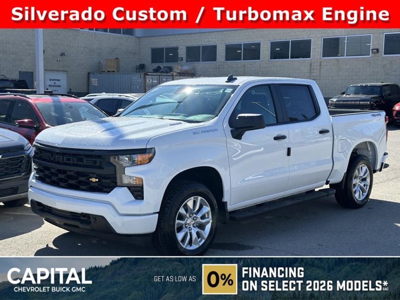 This Chevrolet Silverado 1500 boasts a Turbocharged Gas I4 2.7L/166 engine powering this Automatic transmission. ENGINE, 2.7L TURBOMAX (310 hp [231 kW] @ 5600 rpm, 430 lb-ft of torque [583 Nm] @ 3000 rpm) (STD), Wireless phone projection for Apple CarPlay and Android Auto, Windows, power rear, express down.*This Chevrolet Silverado 1500 Comes Equipped with These Options *Window, power front, passenger express down, Window, power front, drivers express up/down, Wi-Fi Hotspot capable (Terms and limitations apply. See onstar.ca or dealer for details.), Wheels, 20 x 9 (50.8 cm x 22.9 cm) Bright Silver painted aluminum, Wheel, 17 x 8 (43.2 cm x 20.3 cm) full-size, steel spare, USB ports, rear, dual, charge-only, USB Ports, 2, Charge/Data ports located on the instrument panel, Transmission, 8-speed automatic, electronically controlled with overdrive and tow/haul mode. Includes Cruise Grade Braking and Powertrain Grade Braking, Transfer case, single speed electronic Autotrac with push button control (4WD models only), Tires, 275/60R20 all-season, blackwall.* Visit Us Today *For a must-own Chevrolet Silverado 1500 come see us at Capital Chevrolet Buick GMC Inc., 13103 Lake Fraser Drive SE, Calgary, AB T2J 3H5. Just minutes away!