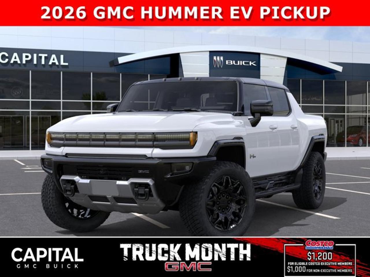 Dont miss out on this 2026 Hummer EV TRUCK! Fully equipped with cool features like CrabWalk mode, 4-wheel steering, Air Ride Suspension, Heated and Cooled Seats, Heated Steering, Rear Streaming Camera Mirror, 360 CAM, Heated Rear Seats and so much more! Ask about our incredible 2-year lease rates....Ask for the Internet Department for more information or book your test drive today! Text 825-445-0521 for fast answers at your fingertips!AMVIC Licensed Dealer - Licence Number B1044900Disclaimer: All prices are plus taxes and include all cash credits and loyalties. See dealer for details. AMVIC Licensed Dealer # B1044900