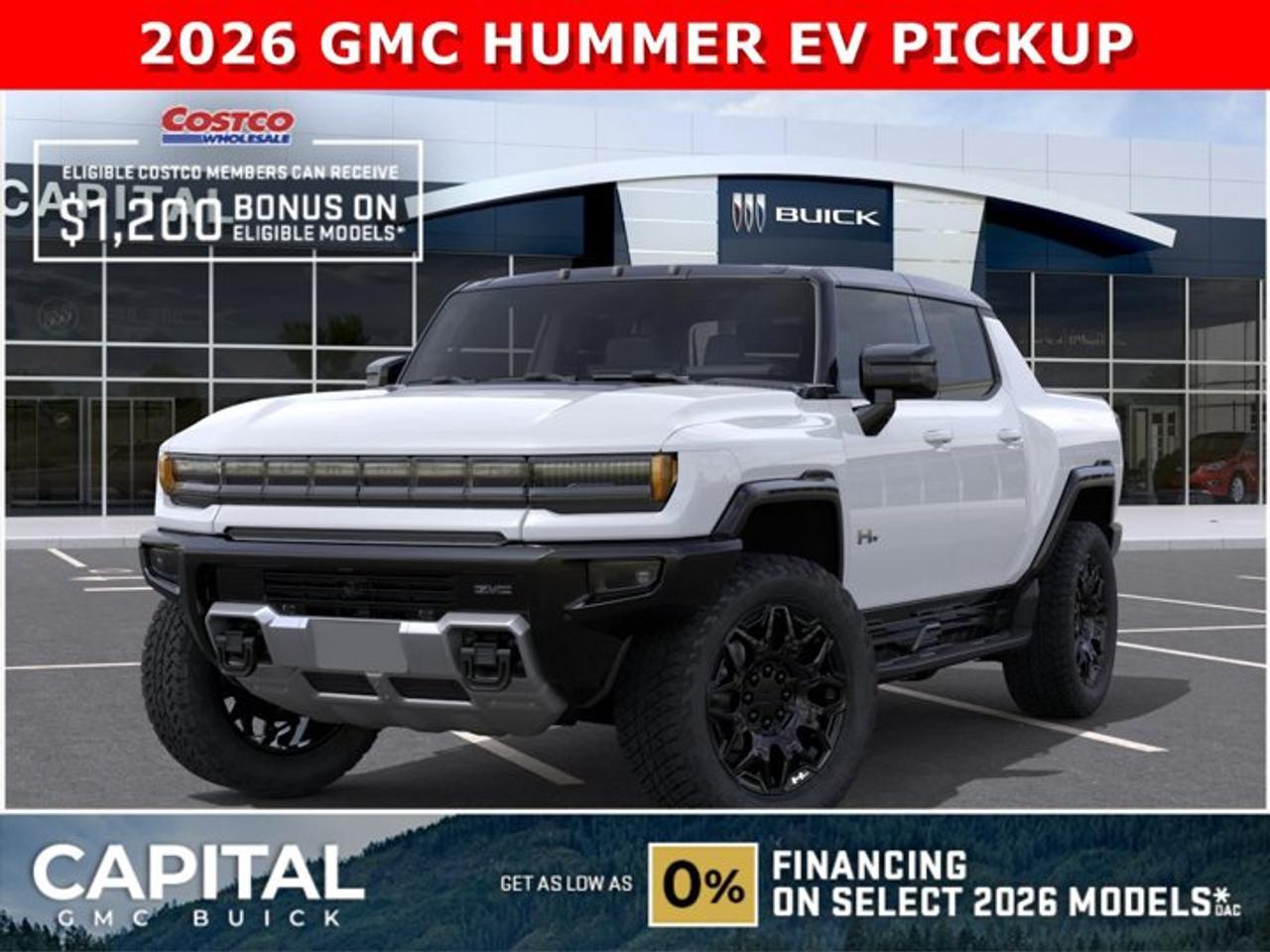 Dont miss out on this 2026 Hummer EV TRUCK! Fully equipped with cool features like CrabWalk mode, 4-wheel steering, Air Ride Suspension, Heated and Cooled Seats, Heated Steering, Rear Streaming Camera Mirror, 360 CAM, Heated Rear Seats and so much more! Ask about our incredible 2-year lease rates....Ask for the Internet Department for more information or book your test drive today! Text 507-585-4395 for fast answers at your fingertips!AMVIC Licensed Dealer - Licence Number B1044900