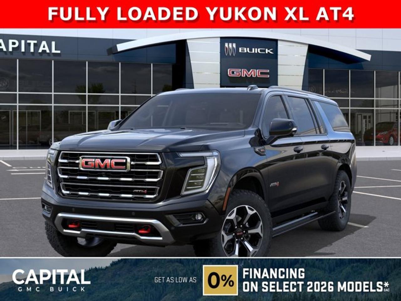 Check out this 2026 GMC YUKON XL AT4... Fully equipped with options like Heated and Cooled Seats, Panoramic Sunroof, Power Assist Steps, Heated Steering, Adaptive Cruise Control, Blind Spot Monitoring, 360 CAM, 15 Heads-up Display, Premium Surround Sound, Heated Back Seats, Dual Exhaust, Hands Free Power Liftgate, Automatic Braking, Magnetic Ride Control and so much more... CALL NOWAsk for the Internet Department for more information or book your test drive today! Text 507-585-4395 for fast answers at your fingertips!AMVIC Licensed Dealer - Licence Number B1044900