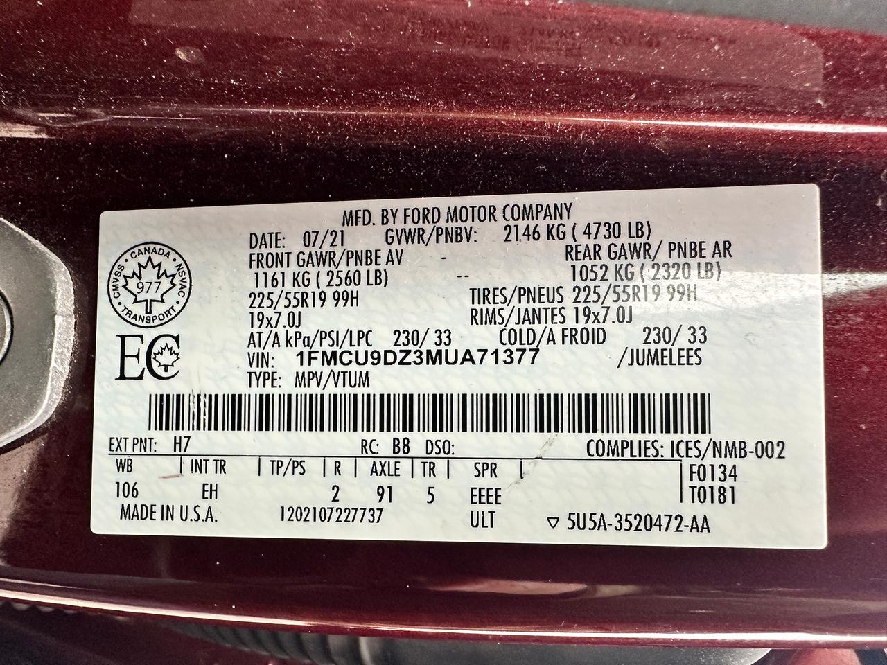 2021 Ford Escape TitaniumHybrid AWD HTD-Leather NAV PremiumAudio XM Photo
