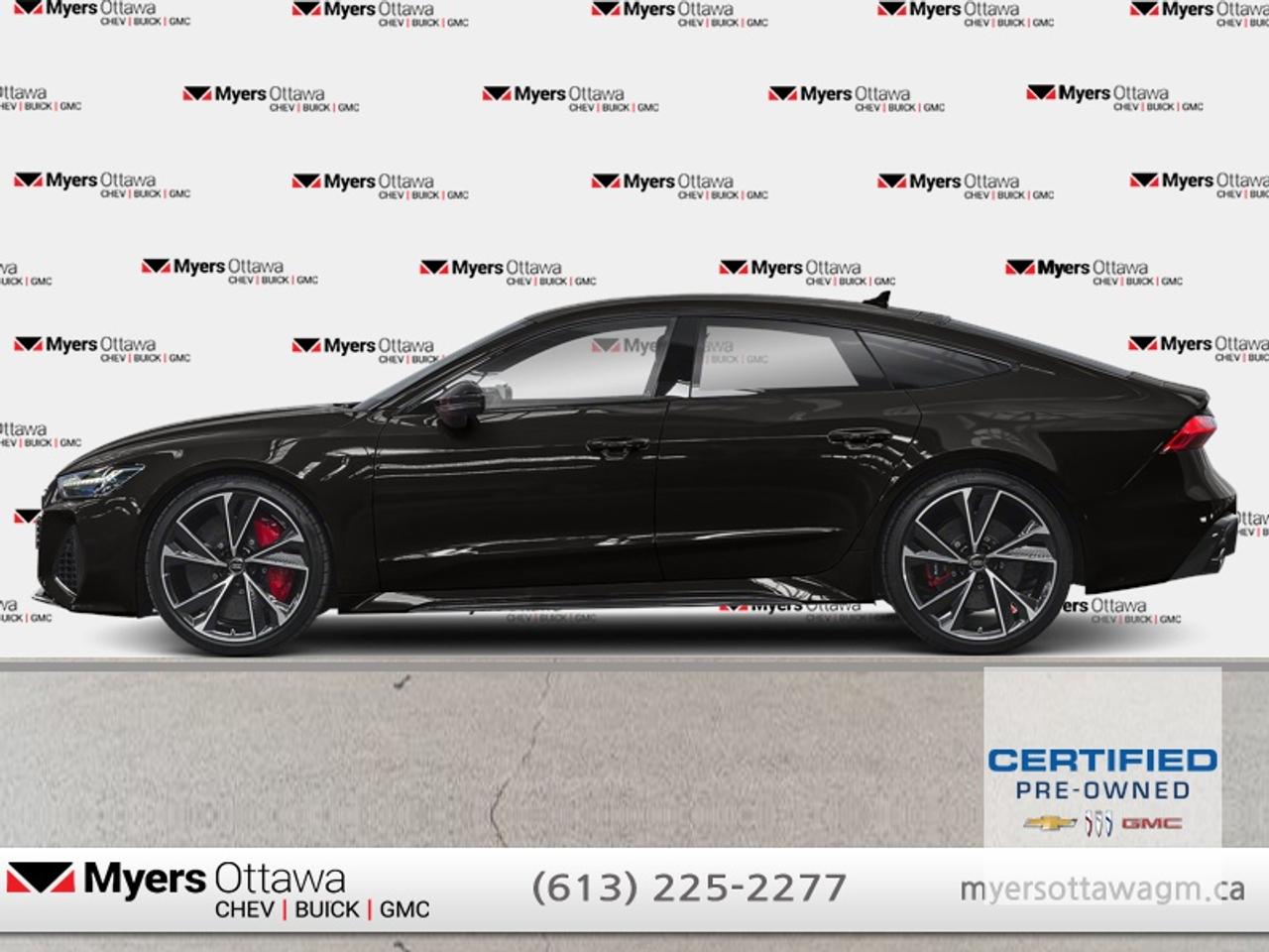 Compare at $96305 - Myers Cadillac is just $93500! <br> <br>**LANDING MAY 18TH- BEING SHIPPED ENCLOSED FROM THE EAST COAST!!! PRE SALE ON NOW ***  - SINGLE OWNER, NO ACCIDENTS, SHOWROOM CONDITION- 2021 RS7- 4.0 TWIN TURBO 591 HP 590 LB/FT- 3.5 SECONDS TO 60- QUATTRO AWD, AUDI VIRTUAL COCKPIT, VALCONA LEATHER INTERIOR, RS  BUCKET SEATS, CARPLAY, REAR CAMERA, THE KITCHEN SINK OF SAFETY OPTIONS, NON SMOKER, NO ADMIN FEES. ULTRA RARE, LAST ONE SOLD OFF OUR LOT IN 1 DAY!!! <br> <br>To apply right now for financing use this link: <a href=https://creditonline.dealertrack.ca/Web/Default.aspx?Token=b35bf617-8dfe-4a3a-b6ae-b4e858efb71d&Lang=en target=_blank>https://creditonline.dealertrack.ca/Web/Default.aspx?Token=b35bf617-8dfe-4a3a-b6ae-b4e858efb71d&Lang=en</a><br><br> <br/>Certified Pre-Owned Vehicles. Instead of worries our vehicles come with a 150+ point inspection and a 30 day / 2,500kms Vehicle Exchange Privilege. Buy with confidence! <br> <br/><br>All prices include Admin fee and Etching Registration, applicable Taxes and licensing fees are extra.<br>*LIFETIME ENGINE TRANSMISSION WARRANTY NOT AVAILABLE ON VEHICLES WITH KMS EXCEEDING 140,000KM, VEHICLES 8 YEARS & OLDER, OR HIGHLINE BRAND VEHICLE(eg. BMW, INFINITI. CADILLAC, LEXUS...)<br> Come by and check out our fleet of 50+ used cars and trucks and 180+ new cars and trucks for sale in Ottawa.  o~o