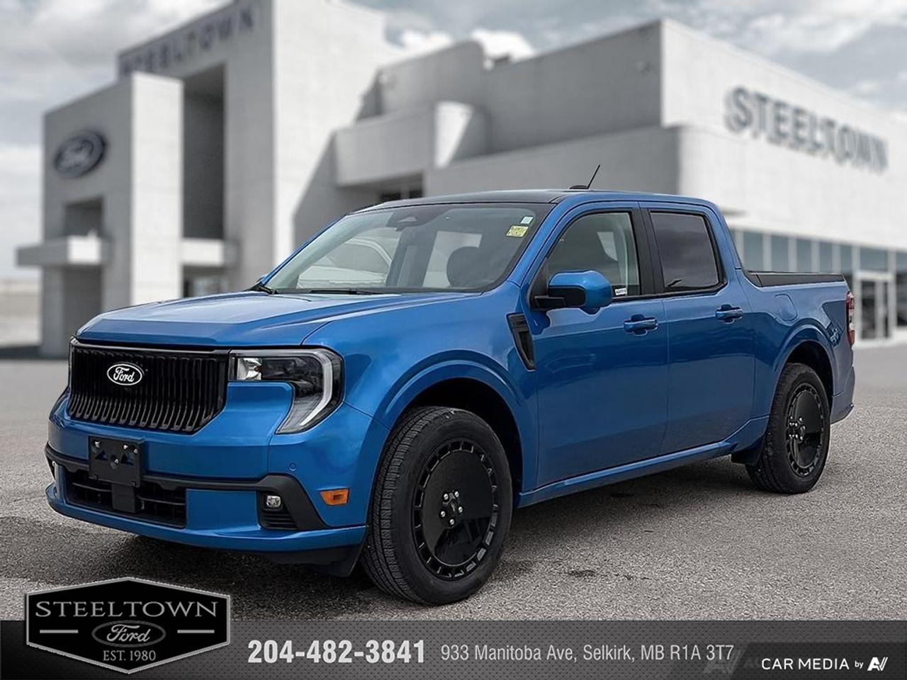 <b>Low Mileage, Sport Suspension,  Tow Equipment,  B&O Audio,  Heated Seats,  Heated Steering Wheel!</b><br> <br> We value your TIME, we wont waste it or your gas is on us!   We offer extended test drives and if you cant make it out to us we will come straight to you!<br><br><br> <br>This Ford Maverick is the perfect compact pickup to match your active lifestyle! This 2025 Ford Maverick is for sale today in Selkirk.<br> <br>With a do-it-yourself attitude, this trendsetter is ready for any challenge you put in front of it. The Maverick is designed to fit up to 5 passengers, tow or haul an impressive payload and offers maneuverability in the city that is unsurpassed. Whether you choose to use this Ford Maverick as a daily commuter, a grocery getter, furniture hauler or weekend warrior, this compact pickup truck is ready, willing and able to get it done!<br> <br>This low mileage Crew Cab 4X4 pickup has just 14,392 km. Its Blue in colour and is completely accident free based on the <a href=https://vhr.carfax.ca/?id=7XXsp6ope/B7Ff4d49wA5grW3pEvZzLW target=_blank>CARFAX Report</a>. It has an Automatic transmission and is powered by a 250HP 2.0L 4 Cylinder Engine. <br> <br> Our Mavericks trim level is Lobo High. This Lobo High trim rewards you with an 8-speaker B&O audio system, heated front seats with a heated steering wheel, and remote engine start. Also standard include an uprated powertrain, sport-tuned suspension, upgraded wheels, adaptive cruise control, class I towing equipment, a 13.2-inch infotainment screen powered by SYNC 4 with inbuilt navigation, Apple CarPlay and Android Auto, FordPass Connect 5G mobile hotspot internet access, and voice-activated dual-zone climate control. Safety features also include an aerial view camera system, pre-collision assist with automatic emergency braking, lane keeping assist, and lane departure warning. This vehicle has been upgraded with the following features: Sport Suspension, Tow Equipment, B&O Audio, Heated Seats, Heated Steering Wheel, Adaptive Cruise Control, 360 Camera.<br> To view the original window sticker for this vehicle view this <a href=http://www.windowsticker.forddirect.com/windowsticker.pdf?vin=3FTCW8PA8SRA89229 target=_blank>http://www.windowsticker.forddirect.com/windowsticker.pdf?vin=3FTCW8PA8SRA89229</a>. <br/><br> <br>To apply right now for financing use this link: <a href=http://www.steeltownford.com/?https://CreditOnline.dealertrack.ca/Web/Default.aspx?Token=bf62ebad-31a4-49e3-93be-9b163c26b54c&La target=_blank>http://www.steeltownford.com/?https://CreditOnline.dealertrack.ca/Web/Default.aspx?Token=bf62ebad-31a4-49e3-93be-9b163c26b54c&La</a><br> <br/><br>Family owned and operated in Selkirk for 35 Years.  <br>Steeltown Ford is located just 20 minutes North of the Perimeter Hwy, with an onsite banking center that offers free consultations. <br>Ask about our special dealer rates available through all major banks and credit unions.<br><br><br>Steeltown Ford Protect Plus includes:<br>- Life Time Tire Warranty <br>Cars cost less in Selkirk <br><br>Dealer Permit # 1039<br><br><br> Come by and check out our fleet of 110+ used cars and trucks and 200+ new cars and trucks for sale in Selkirk.  o~o