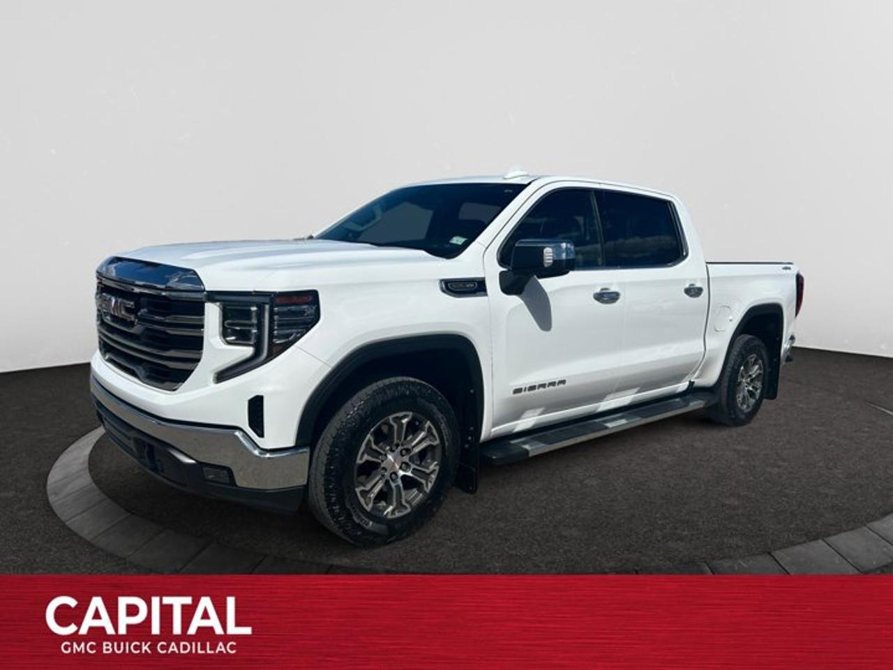 The 2023 GMC Sierra 1500 SLT 5.3L V8 is a premium full-size pickup truck that delivers a combination of powerful performance, advanced technology, and refined comfort. Powered by a 5.3L EcoTec3 V8 engine paired with a smooth-shifting 10-speed automatic transmission, it produces strong horsepower and torque for confident towing, hauling, and everyday driving. The SLT trim features a well-appointed interior with leather-appointed seating, heated front seats, a heated steering wheel, dual-zone automatic climate control, and a large touchscreen infotainment system with wireless Apple CarPlay and Android Auto compatibility. Advanced safety features, including Forward Collision Alert, Automatic Emergency Braking, Lane Keep Assist, and a rear vision camera, help provide added confidence on the road. With its spacious cabin, impressive capability, and premium amenities, the Sierra 1500 SLT is designed to handle demanding work tasks while delivering a comfortable and connected driving experience.P.S...Sometimes texting is easier. Text (or call) 306-801-9090 for fast answers at your fingertips!Dealer License #914248Disclaimer: All prices are plus taxes & fees. See dealer for Details. Dealer Permit # 914248