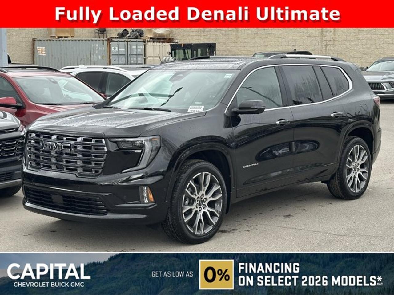 This GMC Acadia delivers a Gas 2.5L/ engine powering this Automatic transmission. TRANSMISSION, 8-SPEED AUTOMATIC (STD), LPO, SPLASH GUARD, PAINTED, FRONT AND REAR, LPO, INTEGRATED CARGO LINER.* This GMC Acadia Features the Following Options *LPO, FLOOR LINER PACKAGE includes (RIA) first and second row All-weather floor liners, LPO and (RIB) third row All-weather floor liner, LPO , LPO, ALL-WEATHER FLOOR LINER, FIRST AND SECOND ROW Includes (RIB) third row All-weather floor liner, LPO., LPO, ALL-WEATHER FLOOR LINER, 3RD ROW, ENGINE, 2.5L TURBO DOHC SIDI with Variable Valve Timing (VVT) (328 hp [244 kW] @ 5500 rpm, 326 lb-ft of torque [442 N-m] @ 3500 rpm) (STD), ENGINE BLOCK HEATER, EBONY TWILIGHT METALLIC, DENALI ULTIMATE PREFERRED EQUIPMENT GROUP includes standard equipment, 3 YEARS SIRIUSXM, Wireless Charging for select devices, Wipers, front intermittent, Rainsense.* Stop By Today *Stop by Capital Chevrolet Buick GMC Inc. located at 13103 Lake Fraser Drive SE, Calgary, AB T2J 3H5 for a quick visit and a great vehicle!