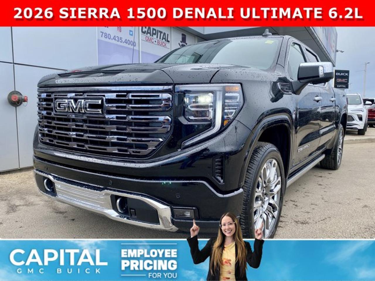 CHECK OUT THIS 2026 Limited Production DENALI ULTIMATE Sierra 1500 with the 6.2L Engine. Equipped with 16-way power front seats including MASSAGE feature, Handsfree Super Cruise, Bose Premium Stereo, the EXCLUSIVE Luxury Alpine Umber Interior, 22 Aluminum, Midnight with Chrome Inserts wheels, Body Color Arch Moldings, power-retractable assist steps with perimeter lighting, Power sunroof, Advanced Technology package, adaptive cruise, rear camera mirror, heads-up display, VADER CHROME and much much more!Ask for the Internet Department for more information or book your test drive today! Text 507-585-4395 for fast answers at your fingertips!AMVIC Licensed Dealer - Licence Number B1044900
