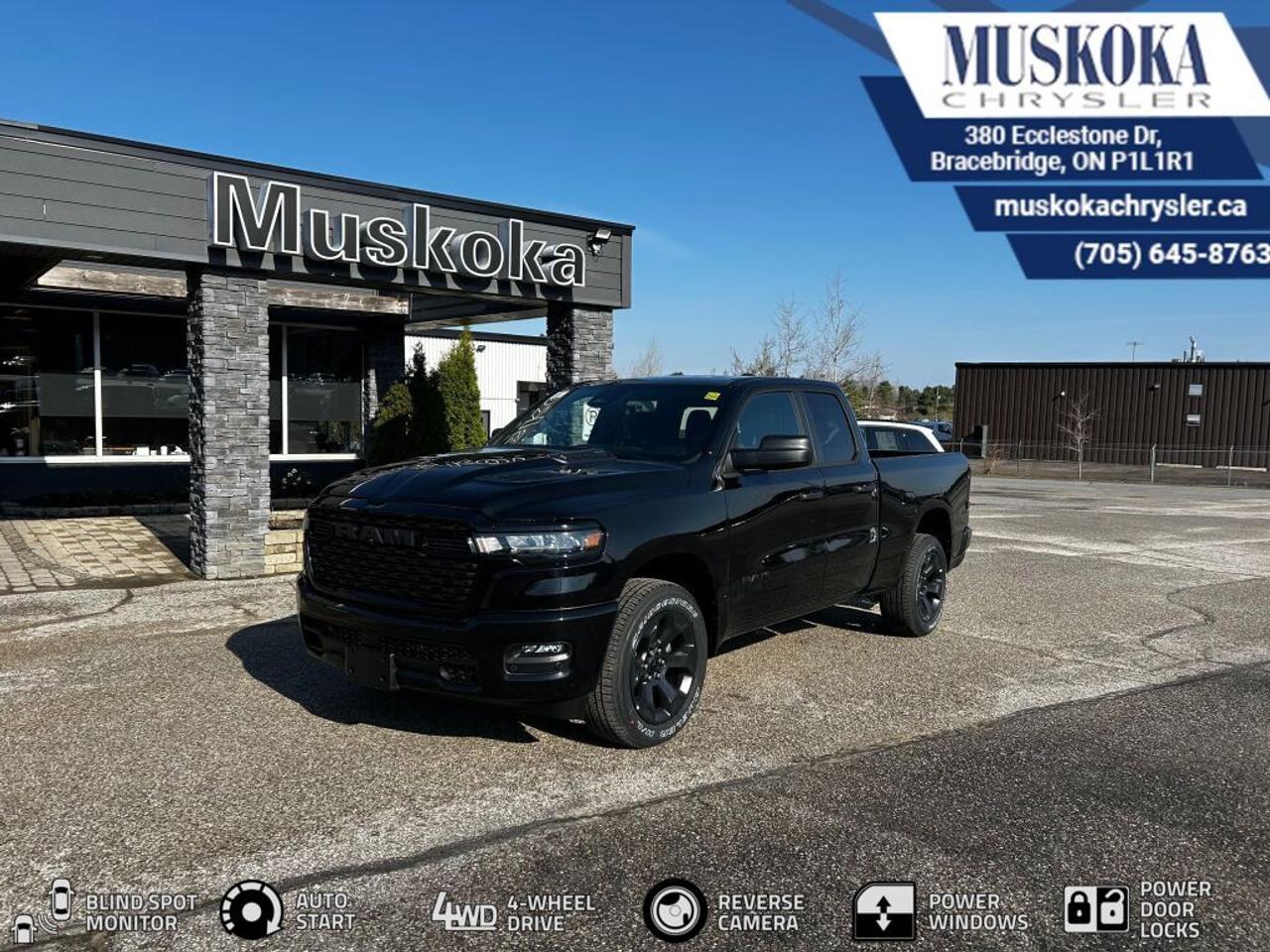 This RAM 1500 EXPRESS, with a V6 Cylinder Engine engine, features a TRANSMISSION: 8-SPEED AUTOMATIC transmission, and generates 9.7 highway/12.1 city L/100km. Find this vehicle with only 186 kilometers!  RAM 1500 EXPRESS Options: This RAM 1500 EXPRESS offers a multitude of options. Technology options include: Voice Recorder, 2 LCD Monitors In The Front, MP3 Capability, Radio w/Seek-Scan, Clock, Speed Compensated Volume Control, Aux Audio Input Jack, Voice Activation, Radio Data System and External Memory Control, Satellite Radio.  Safety options include Variable Intermittent Wipers, Airbag Occupancy Sensor, Curtain 1st And 2nd Row Airbags, Dual Stage Driver And Passenger Front Airbags, Dual Stage Driver And Passenger Seat-Mounted Side Airbags.  Visit Us: Find this RAM 1500 EXPRESS at Muskoka Chrysler today. We are conveniently located at 380 Ecclestone Dr Bracebridge ON P1L1R1. Muskoka Chrysler has been serving our local community for over 40 years. We take pride in giving back to the community while providing the best customer service. We appreciate each and opportunity we have to serve you, not as a customer but as a friend