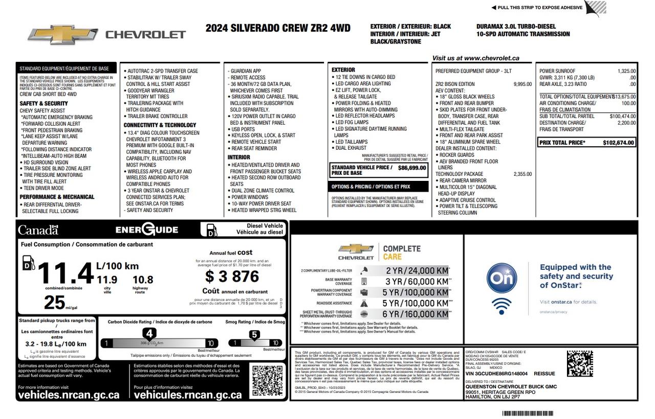 2024 Chevrolet Silverado 1500 ZR2 BISON EDITION | 3.0L DIESEL | HEATED AND VENTI Photo