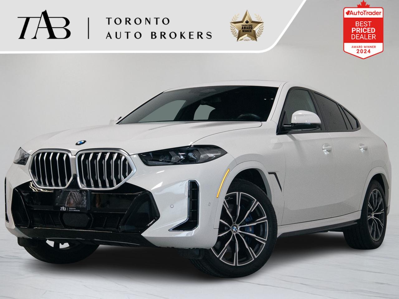 This 2024 BMW X6 xDrive40i is a Canadian vehicle with a remaining manufacturer warranty valid until August 8th, 2027, or up to 80,000 km, providing added peace of mind with your purchase. Combining M Sport performance with luxurious features, this X6 offers the perfect balance of dynamic driving and sophisticated comfort.

Key Features:
3.0L Turbocharged Inline-6 Engine
xDrive All-Wheel Drive
8-Speed Automatic Transmission
M Sport Package
20" Alloy Wheels
Heads-Up Display (HUD)
Premium Leather Upholstery
14.9" iDrive 8 Touchscreen with Navigation
Harman Kardon Surround Sound System
Active Driving Assistance
Heated & Ventilated Front Seats
Adaptive LED Headlights
Wireless Charging & USB Ports
Power Tailgate
Keyless Entry & Start

NOW OFFERING 3 MONTH DEFERRED FINANCING PAYMENTS ON APPROVED CREDIT.

WE OFFER THE BEST FINANCE RATES, AND DONT CHARGE ANY FINANCING FEE

Looking for a top-rated pre-owned luxury car dealership in the GTA? Look no further than Toronto Auto Brokers (TAB)! Were proud to have won multiple awards, including the 2024 AutoTrader Best Priced Dealer, the 2026 Best in Business award, the 2025 CarGurus Award, the 2026 Top Choice Award, the 2026 Dealer Rater Consumer Satisfaction Award, the 2026 Canadian Choice Award, the 2026 Three Best Rated Dealer Award, and many more!

With 30 years of experience serving the Greater Toronto Area, TAB is a respected and trusted name in the pre-owned luxury car industry. Our 30,000 sq.Ft indoor showroom is home to a wide range of luxury vehicles from top brands like BMW, Mercedes-Benz, Audi, Porsche, Land Rover, Jaguar, Aston Martin, Bentley, Maserati, and more. And we dont just serve the GTA, were proud to offer our services to all cities in Canada, including Vancouver, Montreal, Calgary, Edmonton, Winnipeg, Saskatchewan, Halifax, and more.

At TAB, were committed to providing a no-pressure environment and honest work ethics. As a family-owned and operated business, we treat every customer like family and ensure that every interaction is a positive one. Come experience the TAB Lifestyle at its truest form, luxury car buying has never been more enjoyable and exciting!

We offer a variety of services to make your purchase experience as easy and stress-free as possible. From competitive and simple financing and leasing options to extended warranties, aftermarket services, and full history reports on every vehicle, we have everything you need to make an informed decision. We welcome every trade, even if youre just looking to sell your car without buying, and when it comes to financing or leasing, we offer same day approvals, with access to over 50 lenders, including all of the banks in Canada. Feel free to check out your own Equifax credit score without affecting your credit score, simply click on the Equifax tab above and see if you qualify.

Call us today or visit our website to learn more about our inventory and services. And remember, all prices exclude applicable taxes and licensing, and vehicles can be certified at an additional cost of $999.