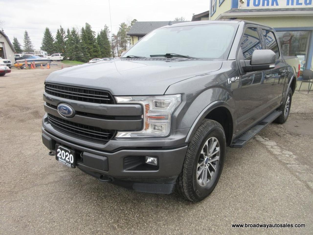 2020 Ford F-150 LOADED LARIAT-MODEL 5 PASSENGER 3.5L - ECO-BOOST.. 4X4.. CREW-CAB.. SHORTY.. NAVIGATION.. LEATHER.. HEATED/AC SEATS.. POWER PEDALS.. BACK-UP CAMERA..