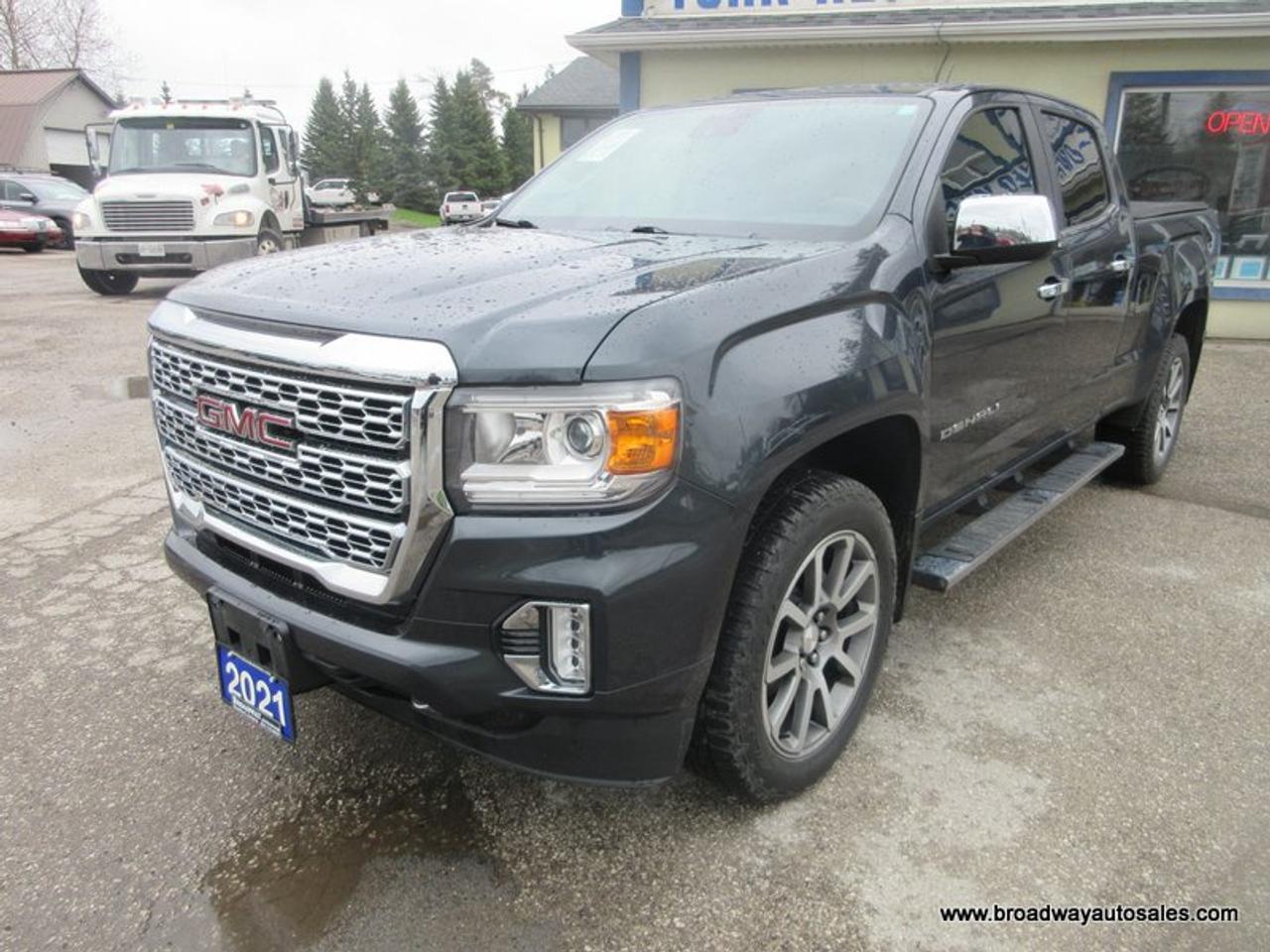 2021 GMC Canyon LOADED DENALI-VERSION 5 PASSENGER 3.6L - V6.. 4X4.. CREW-CAB.. SHORTY.. NAVIGATION.. LEATHER.. HEATED SEATS & WHEEL.. BACK-UP CAMERA..
