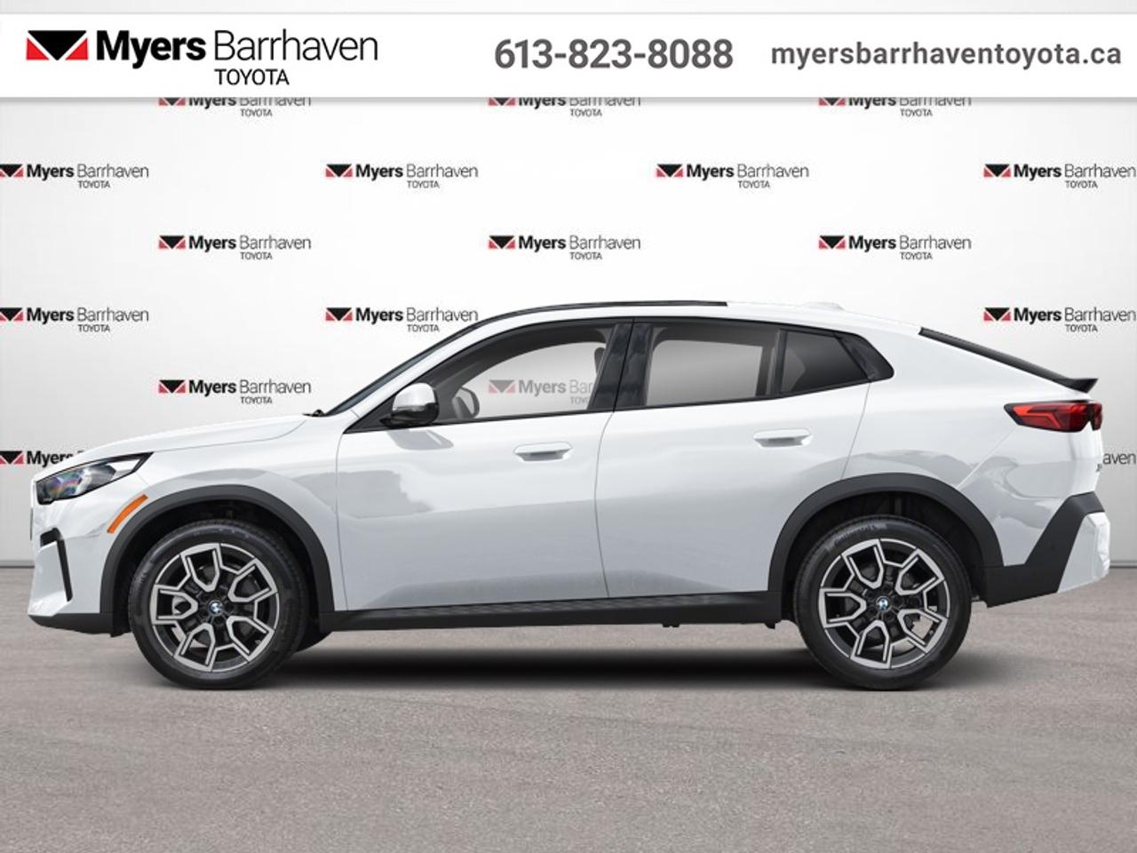 <b>Heated Seats, Apple CarPlay, Navigation, Lane Departure Warning, Forward Collision Mitigation, LED Lights, Proximity Key, Synthetic Leather Seats, Climate Control, Rear Camera, SiriusXM</b><br> <br>  Compare at $46694 - Our Live Market Price is just $44898! <br> <br>This vehicle was a previous daily rental. This BMW X2 exhibits agile handling, with sleek looks to match. This 2025 BMW X2 is fresh on our lot in Ottawa. <br> <br>This impressive BMW X2 offers a luxury experience and dynamic driving characteristics in BMWs smallest crossover SUV. With an extensive list of premium features, a luxurious cabin and a sport look, this BMW X2 offers car like agility on any road surface and condition, and yet still has the quality and comfort you would expect in a BMW crossover SUV. This SUV has 34,983 km. Its Alpine White No in colour. It has an Automatic transmission and is powered by a 241HP 2.0L 4 Cylinder Engine. <br> <br> Our X2s trim level is xDrive28i. Standard features include heated and power-adjustable synthetic leather seats with bolster-support and memory function, aluminum and piano black interior inserts, an infotainment screen with Apple CarPlay, inbuilt navigation with real-time traffic updates and SiriusXM, a 7-speaker audio system, and dual-zone climate control. Safety features include lane departure warning, front collision mitigation, park distance control with front and rear parking sensors, and dazzling LED head lights with auto-levelling and directionally adaptive automatic high beams, inbuilt daytime running lights, and cornering function.<br> <br>To apply right now for financing use this link: <a href=https://www.myersbarrhaventoyota.ca/quick-approval/ target=_blank>https://www.myersbarrhaventoyota.ca/quick-approval/</a><br><br> <br/><br> Buy this vehicle now for the lowest bi-weekly payment of <b>$312.27</b> with $0 down for 84 months @ 6.99% APR O.A.C. ( Plus applicable taxes -  Plus applicable fees   ).  See dealer for details. <br> <br>At Myers Barrhaven Toyota we pride ourselves in offering highly desirable pre-owned vehicles. We truly hand pick all our vehicles to offer only the best vehicles to our customers. No two used cars are alike, this is why we have our trained Toyota technicians highly scrutinize all our trade ins and purchases to ensure we can put the Myers seal of approval. Every year we evaluate 1000s of vehicles and only 10-15% meet the Myers Barrhaven Toyota standards. At the end of the day we have mutual interest in selling only the best as we back all our pre-owned vehicles with the Myers *LIFETIME ENGINE TRANSMISSION warranty. Thats right *LIFETIME ENGINE TRANSMISSION warranty, were in this together! If we dont have what youre looking for not to worry, our experienced buyer can help you find the car of your dreams! Ever heard of getting top dollar for your trade but not really sure if you were? Here we leave nothing to chance, every trade-in we appraise goes up onto a live online auction and we get buyers coast to coast and in the USA trying to bid for your trade. This means we simultaneously expose your car to 1000s of buyers to get you top trade in value. <br>We service all makes and models in our new state of the art facility where you can enjoy the convenience of our on-site restaurant, shuttle van, free Wi-Fi, Enterprise Rent-A-Car, on-site tire storage, and complimentary drinks. Come see why many Toyota owners are making the switch to Myers Barrhaven Toyota. <br>*LIFETIME ENGINE TRANSMISSION WARRANTY NOT AVAILABLE FOR VEHICLES WITH KMS EXCEEDING 140,000KM, VEHICLES 8 YEARS & OLDER, HIGHLINE BRAND VEHICLES (e.g., BMW, INFINITI, CADILLAC, LEXUS), AND QUEBEC RESIDENTS.<br> Come by and check out our fleet of 90+ used cars and trucks and 20+ new cars and trucks for sale in Ottawa.  o~o