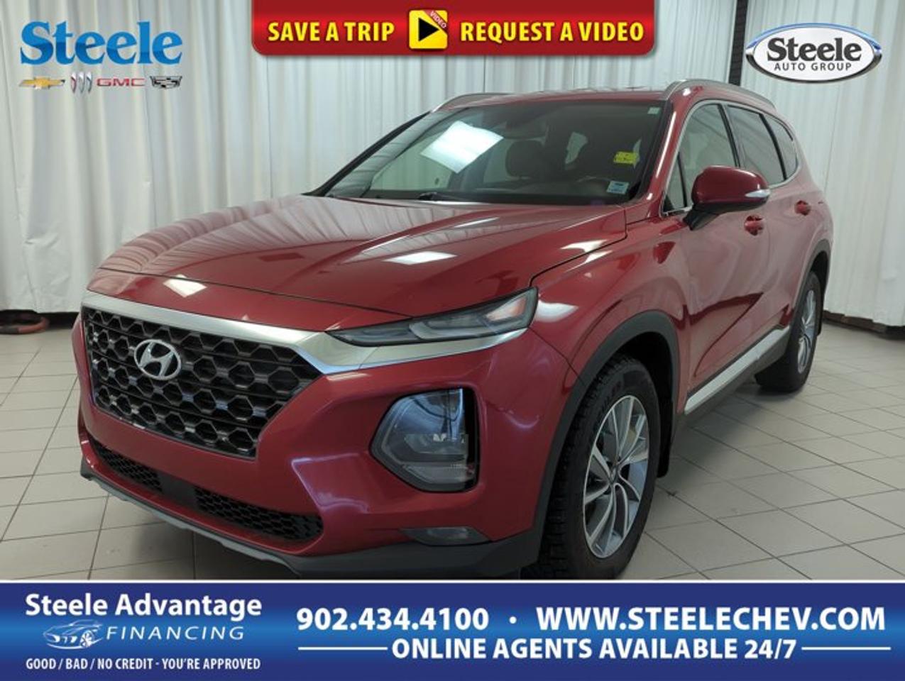 Finished in red with a black interior, this used 2019 Hyundai Santa Fe Preferred delivers the space, confidence, and everyday versatility that make a midsize SUV such a smart fit for life in Dartmouth. Sold by Steele Chevrolet Buick GMC, it pairs a turbocharged 2.0-litre gas engine with automatic transmission and all-wheel drive for composed performance in changing Atlantic weather.With 167,947 km, this four-door Santa Fe Preferred still stands out for its practical design, refined road manners, and family-friendly layout. The bold red exterior adds presence, while the roomy cabin supports daily commuting, weekend errands, and longer highway trips with ease. It is a well-rounded SUV built to handle real Canadian driving needs.FEATURES OF THE Santa Fe PreferredTurbocharged 2.0-litre four-cylinder gas engineAutomatic transmission for smooth daily drivingAll-wheel drive for added tractionFour-door SUV with versatile interiorADVANCED SAFETY FEATURESAll-wheel drive boosts slippery-road confidenceFour-wheel disc brakes support steady stoppingTraction control helps manage road gripStability control supports composed handlingPERFORMANCE AND EFFICIENCYTurbo power delivers strong passing responseAutomatic gearbox keeps acceleration smooth2.0-litre engine balances power and efficiencyAll-wheel drive adds year-round capabilityCOMFORT AND CONVENIENCESpacious cabin suits family travel needsFour doors allow easy passenger accessBlack interior offers clean, timeless styleSUV ride height improves outward visibilityTECHNOLOGY AND CONNECTIVITYClear driver layout supports easy useAutomatic transmission simplifies city drivingModern SUV design feels user-friendlyPractical controls help reduce distractionCARGO SPACERear cargo area supports daily errandsSUV layout fits larger weekend gearFlexible cabin handles passengers and cargoWide opening helps loading bulky itemsAWARDS & RECOGNITIONSTop Safety Pick, Insurance Institute for Highway Safety, 2019Best Mid-Size Utility Vehicle, Automobile Journalists Association of Canada, 2019WHAT OTHER OWNERS LIKEConfident all-wheel drive in poor weatherStrong turbo engine for highway mergingComfortable ride for daily commutingUseful cargo room for active lifestylesThe 2019 Hyundai Santa Fe Preferred is known for delivering a mature driving feel that blends comfort and control. Its turbocharged engine gives it stronger response than many base SUVs, especially when joining faster traffic or climbing grades. The automatic transmission helps keep power delivery smooth, making this sport utility vehicle easy to enjoy in both city and highway settings.Its all-wheel-drive system is a major advantage for Canadian drivers. From wet pavement to snowy streets, the extra traction helps this Santa Fe Preferred feel planted and secure. Combined with a solid stance and practical size, it offers the kind of confidence many buyers want in a used SUV for year-round use.Inside, the black cabin presents a clean and functional environment that suits families, commuters, and busy households. The four-door design makes entry and exit simple, while the interior layout supports everyday convenience. Whether carrying passengers, groceries, sports gear, or travel bags, this Santa Fe Preferred is built to adapt without fuss.The red exterior gives this SUV a lively look that stands out without being overdone. It adds character to a vehicle already respected for its balanced design and strong real-world usability. For drivers shopping for a used midsize SUV with turbo power, automatic convenience, all-wheel-drive confidence, and versatile space, this 2019 Hyundai Santa Fe Preferred is an appealing choice at Steele Chevrolet Buick GMC in Dartmouth.This 2019 Hyundai Santa Fe Preferreds VIN is: 5NMS3CAAXKH052036 .