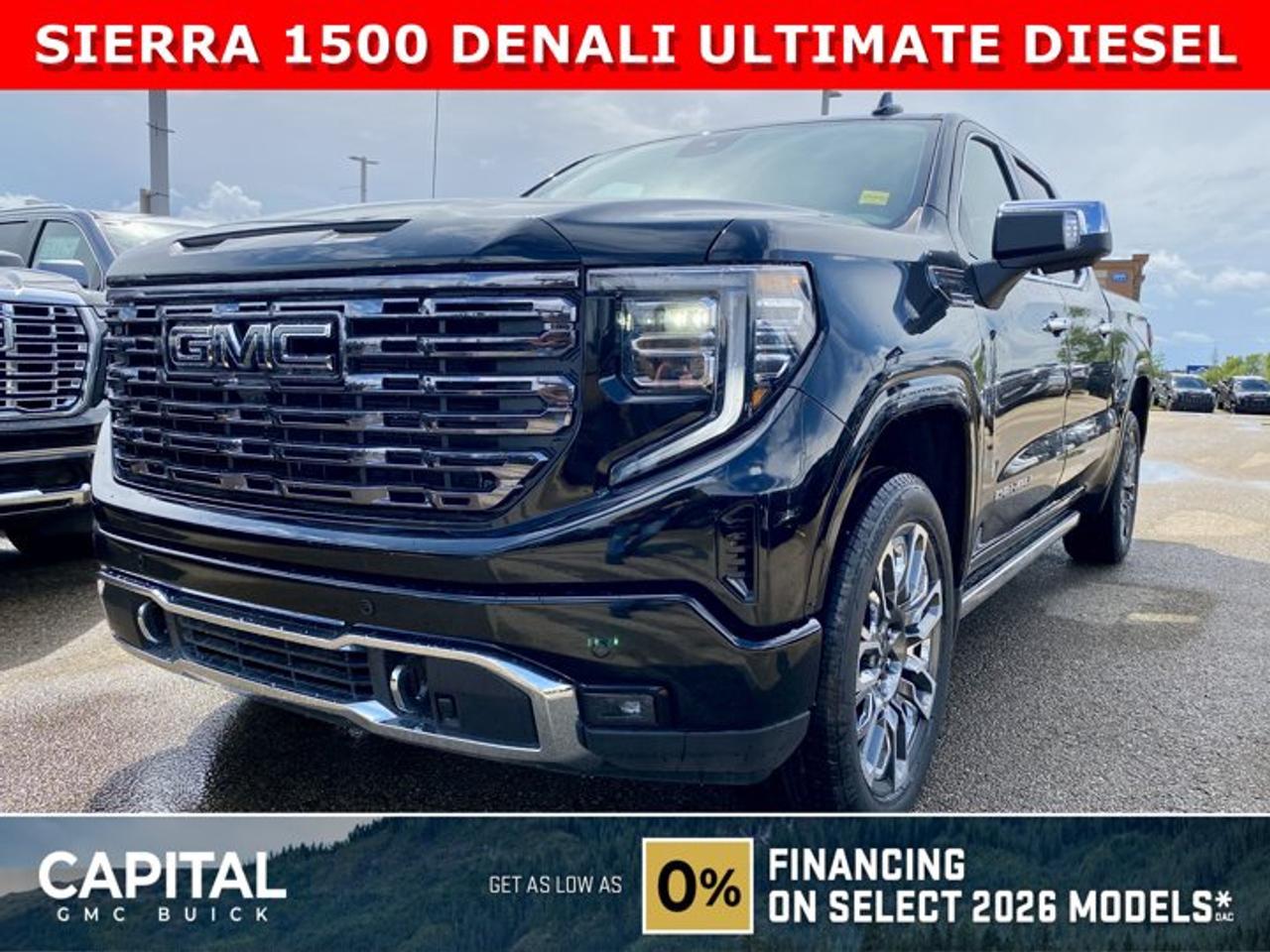 CHECK OUT THIS 2026 Limited Production DENALI ULTIMATE Sierra 1500 with the DURAMAX DIESEL Engine. Equipped with 16-way power front seats including MASSAGE feature, Body Color Arch Moldings, Handsfree Super Cruise, Bose Premium Stereo, the EXCLUSIVE Luxury Alpine Umber Interior, 22 Aluminum, Midnight with Chrome Inserts wheels, power-retractable assist steps with perimeter lighting, Power sunroof, Advanced Technology package, adaptive cruise, rear camera mirror, heads-up display, VADER CHROME and much much more!Ask for the Internet Department for more information or book your test drive today! Text 507-585-4395 for fast answers at your fingertips!AMVIC Licensed Dealer - Licence Number B1044900