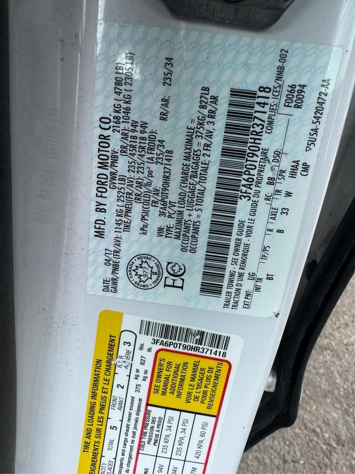 2017 Ford Fusion SE, LEATHER, LOADED, ONLY 136KMS, CERTIFIED Photo