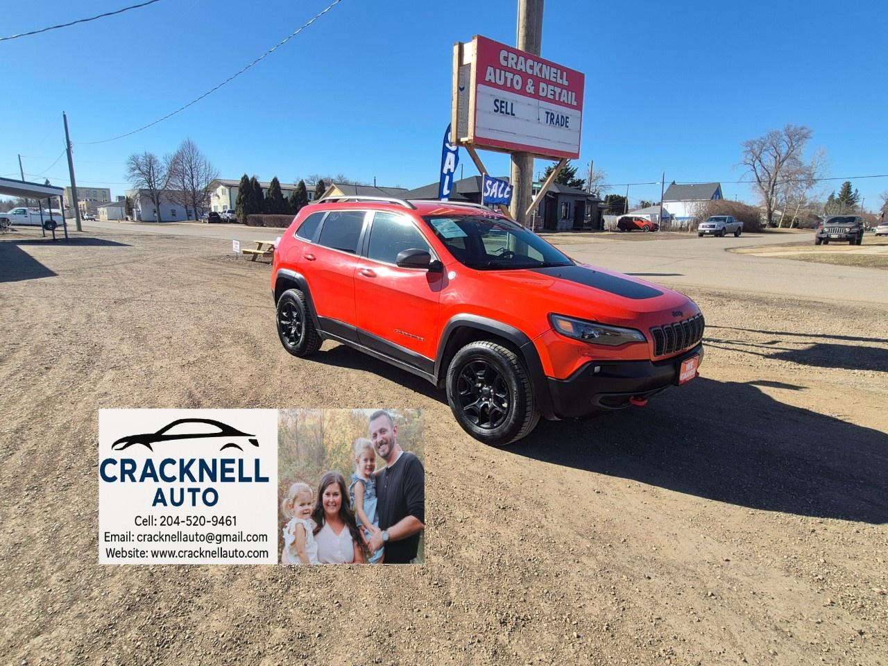 <p><span style=color:rgb( 13 , 13 , 13 )>2018 Jeep Cherokee Trailhawk - Safetied & Serviced - Clean Title - $172 Bi-Weekly + Tax</span></p><p><span style=color:rgb( 15 , 15 , 15 )>Located in Carberry, but capable of bringing to Brandon. Priced to Sell! Carfax Available, excellent condition.</span></p><ul><li><p>Heated Leather Seats</p></li><li><p>Heated Steering Wheel</p></li><li><p>Remote Starter</p></li><li><p>Backup Camera</p></li><li><p>Bluetooth Connectivity</p></li><li><p>Keyless Entry</p></li><li><p>Premium Sound System</p></li><li><p>Alloy Wheels</p></li><li><p>Fog Lights</p></li><li><p>Tow Package</p></li><li><p>4WD</p></li></ul><p>Financing Available/ Trades Welcome / delivery available.</p><p>Call/Text<u> 204-520-9461</u></p><p>Dealer #5905</p><p>Treaty cards accepted - 7 Day insurances available meaning you can drive home the same day even if MPI is closed (good for weekends and after hours)</p>
