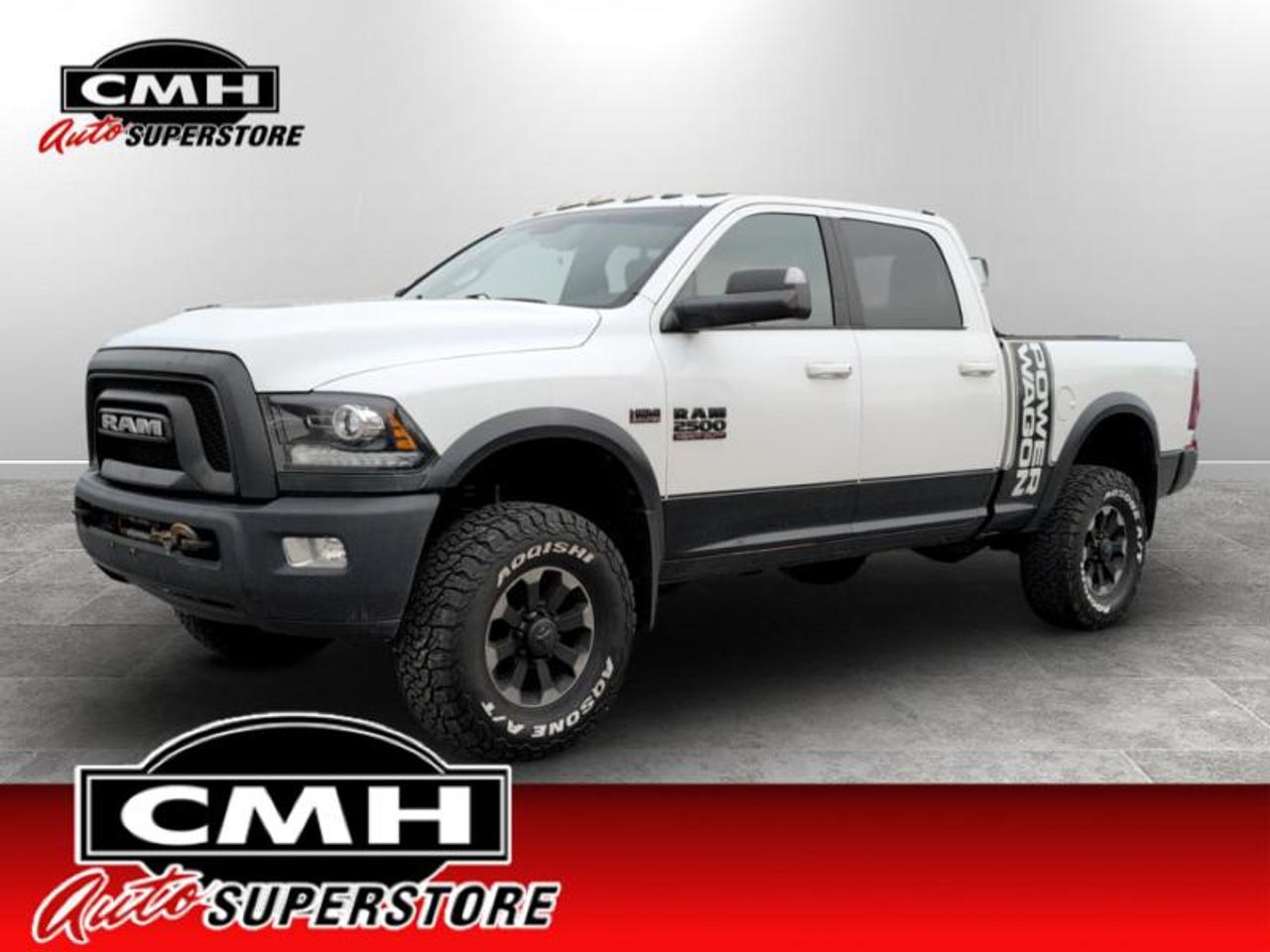 <b>6.4L HEMI !! CREW 4X4 !! REAR CAMERA, BED CAMERA, PARKING SENSORS, BLUETOOTH, STEERING WHEEL CONTROLS, CRUISE CONTROL, LEATHERETTE, POWER SEAT, HEATED SEATS, DUAL CLIMATE CONTROL, SPRAY LINER, POWER SLIDE REAR WINDOW, HOME REMOTES, 17-INCH ALLOYS<br></b><br>  <br>CMH certifies that all vehicles meet DOUBLE the Ministry standards for Brakes and Tires. The advertised price is the promotional financing price. For all other methods of payment, the selling price is $500 higher.<br><br> <br>This 2017 Ram 2500 is for sale today. <br> <br>This Ram 2500 Heavy Duty delivers exactly what you need: superior capability and exceptional levels of comfort, all backed with proven reliability and durability. Whether youre in the commercial sector or looking at serious recreational towing and hauling, this Ram 2500 is ready for the job. This crew cab 4X4 pickup has 189,274 km. Its Bright White in colour. It has an Automatic transmission and is powered by a 410HP 6.4L 8 Cylinder Engine. <br> <br> Our 2500s trim level is Power Wagon. The historic Power Wagon name returns on this off-road beast. This Ram 2500 comes with a powerful HEMI V8, four-wheel drive, all-terrain tires, TruLok front and rear differentials, Ram Articulink suspension for unmatched capability on road and off. Additional features include the Uconnect infotainment system with Bluetooth capability, the Power Wagon appearance package with a bold RAM front grille, unique aluminum wheels, plus it also comes with LED taillights.<br><br>**Equipped with a high-performance front power winch for ultimate utility. Note: Winch assembly is not a covered component under the CHM 60 comprehensive warranty program; see dealer for full terms and conditions.**<br> To view the original window sticker for this vehicle view this <a href=http://www.chrysler.com/hostd/windowsticker/getWindowStickerPdf.do?vin=3C6TR5EJ9HG612407 target=_blank>http://www.chrysler.com/hostd/windowsticker/getWindowStickerPdf.do?vin=3C6TR5EJ9HG612407</a>. <br/><br> <br>To apply right now for financing use this link: <a href=https://www.cmhniagara.com/financing/ target=_blank>https://www.cmhniagara.com/financing/</a><br><br> <br/><br>**PLEASE NOTE:** The functionality and condition of any accessories and aftermarket parts are not guaranteed by CMH Auto Superstore. Examples of such items include, but are not limited to: tonneau covers, radios, cameras, remote starts, vent visors, roof racks, winches, light bars, headlights/tail lights, center caps, running boards, etc. If an aftermarket part is safety-related and found to be defective, it will be replaced by a factory option.<br><b>**CMH Auto Superstore reserves the right to choose to repair, modify, or replace all aftermarket parts (example  headlights) or accessories at its sole discretion.**</b><br><br>Trade-ins are welcome! Financing available OAC ! Price INCLUDES a valid safety certificate! Price INCLUDES a 60-day limited warranty on all vehicles except classic or vintage cars. CMH is a Full Disclosure dealer with no hidden fees. We are a family-owned and operated business for over 30 years! o~o