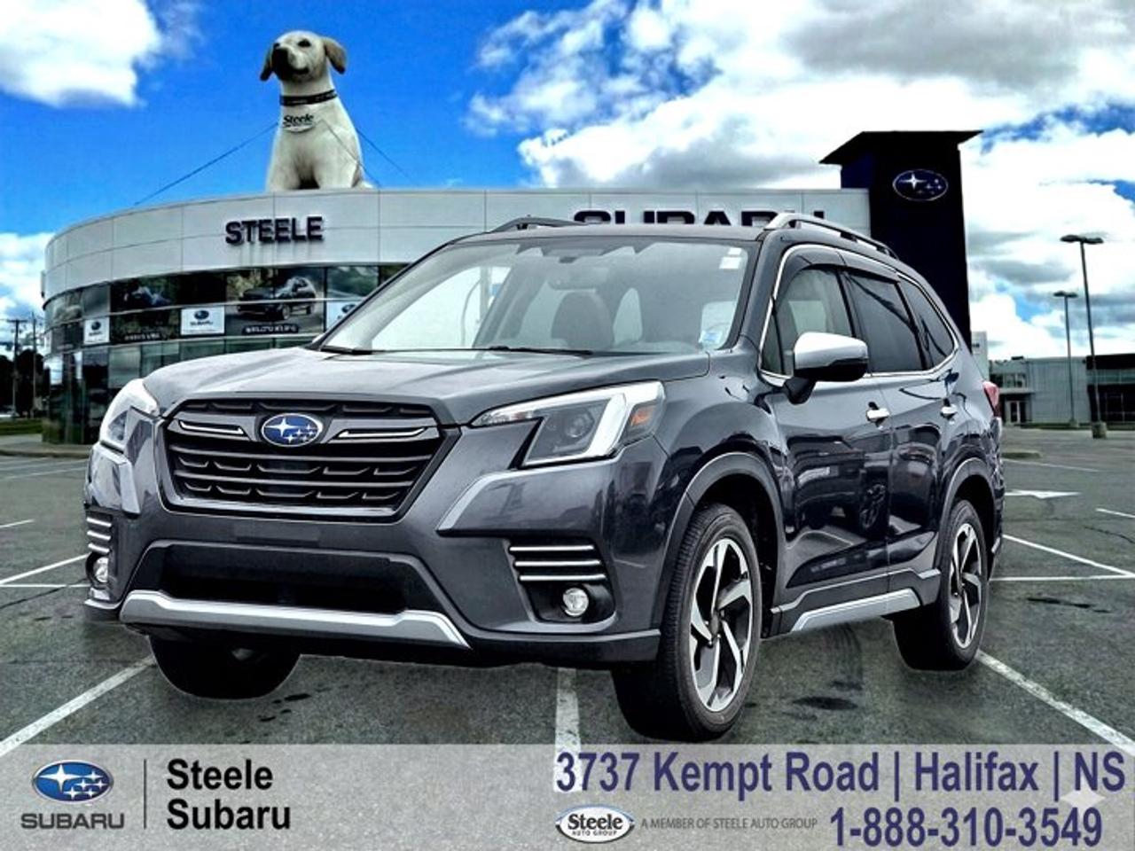 2023 Subaru Forester Premier | Symmetrical AWD | Leather Interior | EyeSight Safety | Panoramic SunroofSubaru Certified Pre-Owned (CPO) | Rates as low as 3.99%* | CPO Warranty IncludedA top-trim Forester that fits Halifax driving effortlessly, whether its a smooth run across the MacKay Bridge or a long summer drive out toward the Valley with the sunroof open. Its comfortable, quiet, and built for everyday Nova Scotia conditions.The Forester Premier represents the highest trim in the Canadian lineup, bringing together comfort, safety, and practical AWD capability in a well-rounded package. Powered by Subarus 2.5L Boxer engine paired with a CVT, it delivers smooth, predictable power that suits both city driving and longer highway trips. Subaru Symmetrical All-Wheel Drive provides steady traction in changing Atlantic weather, while X-Mode adds extra confidence on rougher roads or gravel routes outside the city. The driving character is composed and comfortable, with excellent outward visibility that makes it easy to place in traffic and on narrow backroads. This example is a lease return, one owner vehicle with low mileage and loaded equipment, and it has been fully prepared through Subarus Certified Pre-Owned process, including a completed 160-point inspection, Motor Vehicle Inspection, and fresh servicing, so its ready to go for the season ahead.Performance & Safety2.5L DOHC Boxer four-cylinder engineContinuously variable transmissionSubaru Symmetrical All-Wheel DriveEyeSight Driver Assist with adaptive cruise controlPre-collision braking and lane keep assistVehicle Dynamics Control and traction controlX-Mode with hill descent controlComfort & TechHeated front and rear seats and heated steering wheelLeather seating surfacesPanoramic power sunroof8-inch touchscreen infotainment systemApple CarPlay & Android AutoKeyless entry with push-button startDual-zone automatic climate controlPower liftgate and power drivers seatTo learn more or schedule a test drive, contact Steele Subaru in Halifax. This Forester Premier is a strong match for making the most of Nova Scotias summer driving, from daily commuting to weekend trips around the province.SUBARU CERTIFIED PRE-OWNEDThis vehicle is Subaru Certified Pre-Owned, having successfully passed a comprehensive 160-Point Inspection completed by Subaru factory-trained technicians to ensure quality and peace of mind. Any needed repair or maintenance is performed before the vehicle is certified, so it meets Subarus standards for safety, security, and performance. Every Subaru CPO vehicle includes a CARFAX Vehicle History Report for full transparency. Your Subaru CPO also includes a Certified Limited Warranty with coverage based on age and mileage (minimum 3-month/5,000-km), with upgrade options available through Subaru Protection Plan. For added confidence, Subaru 360 C.A.R.E. 24-hour roadside assistance backed by CAA is included across Canada and the U.S., and youll receive a one-time 10-day / 1,000-km exchange privilege with the selling dealer. Buy with confidence knowing this vehicle has been thoroughly checked and prepared to Subarus standards. Trade-ins are always welcome, and were here to help make your next vehicle purchase smooth and worry-free.Ask us about flexible financing or extended warranty options.*Limited time purchase financing offer provided through Subaru Financial Services by TCCI for qualifying Subaru Certified Pre-Owned Vehicles on approved credit. Rates are subject to change without notice. See your participating Subaru dealer for complete details, terms and conditions.All Wheel Drive, 9 Speakers, Alloy wheels, Apple CarPlay/Android Auto, CD player, Emergency communication system, Garage door transmitter: HomeLink, harman/kardon® S
