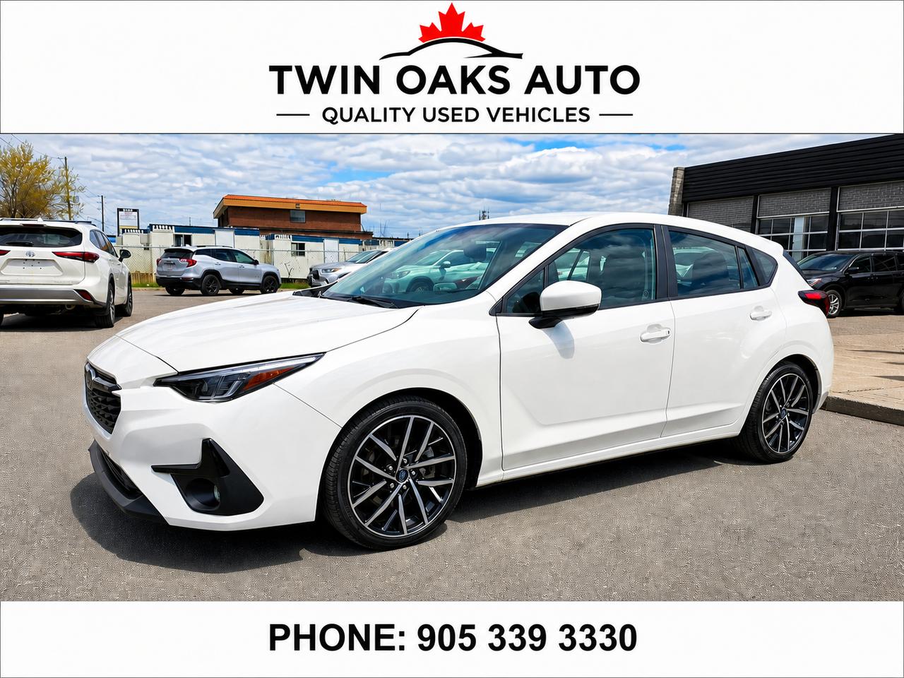 <p data-start=567 data-end=638><strong>2024 Subaru Impreza Sport-Tech AWD | One Owner | Clean Carfax | Low KMs</strong></p><p data-start=640 data-end=811>Top-of-the-line Sport-Tech finished in White with black interior. Fully redesigned model with upgraded tech, improved ride quality, and Subaru&rsquo;s legendary Symmetrical AWD.</p><p data-start=813 data-end=919>2.0L BOXER engine with CVT automatic. Smooth, fuel-efficient, and confident in all conditions with X-Mode.</p><p data-start=921 data-end=1309>Loaded with:<br>Heated seats & heated steering wheel<br data-start=970 data-end=973>Power sunroof<br data-start=986 data-end=989>Large touchscreen with Apple CarPlay & Android Auto<br data-start=1040 data-end=1043>Navigation system<br data-start=1060 data-end=1063>Harman Kardon premium audio<br data-start=1090 data-end=1093>Dual-zone climate control<br data-start=1118 data-end=1121>Push-button start & keyless entry<br data-start=1154 data-end=1157>Blind spot monitoring<br data-start=1178 data-end=1181>Rear cross traffic alert<br data-start=1205 data-end=1208>Lane keep assist & adaptive cruise (EyeSight)<br data-start=1253 data-end=1256>Backup camera<br data-start=1269 data-end=1272>LED headlights<br data-start=1286 data-end=1289>Sport alloy wheels</p><p data-start=1311 data-end=1431>Local Ontario vehicle, one owner, clean Carfax. <strong data-start=1359 data-end=1431>Balance of Subaru factory warranty remaining.</strong></p><p data-start=1311 data-end=1431>&nbsp;</p><p><strong>Additional Certification Cost</strong>: The full certification cost for this vehicle is <strong>$790 + HST</strong>.</p><p><strong>What&rsquo;s Included with Certification</strong>:</p><ul><li>The vehicle will be delivered with a <strong>valid safety certification</strong> and a <strong>36-day safety item warranty</strong> for your peace of mind.</li><li>A <strong>fresh oil change</strong> will be performed, and all fluids will be topped up.</li><li>The vehicle will be <strong>professionally detailed</strong>, ensuring it looks and feels like new when you pick it up.</li></ul><p>At <strong>Twin Oaks Auto</strong>, we are committed to providing a <strong>hassle-free car buying experience</strong>. From your first inquiry to driving off in your new car, our goal is to get you on the road quickly and stress-free!</p><p><strong>Financing Options Available!</strong><br>Flexible financing options are available to suit your needs. Contact us for more details.</p><p><strong>Contact Us Today</strong>:<br>📞 <strong>Call Us</strong>: 905-339-3330<br>📍 <strong>Location</strong>: 2470 Royal Windsor Drive, Oakville, Ontario, L6J 7Y2</p><p><br>(Conveniently located between Ford Drive and Winston Churchill Blvd.)</p><p><strong>More Information</strong>:<br>Visit our website at <strong><a href=http://www.twinoaksauto.com>TwinOaksAuto.com</a></strong> to view additional pictures, explore our inventory, and access CARFAX reports.</p><p>&nbsp;</p>