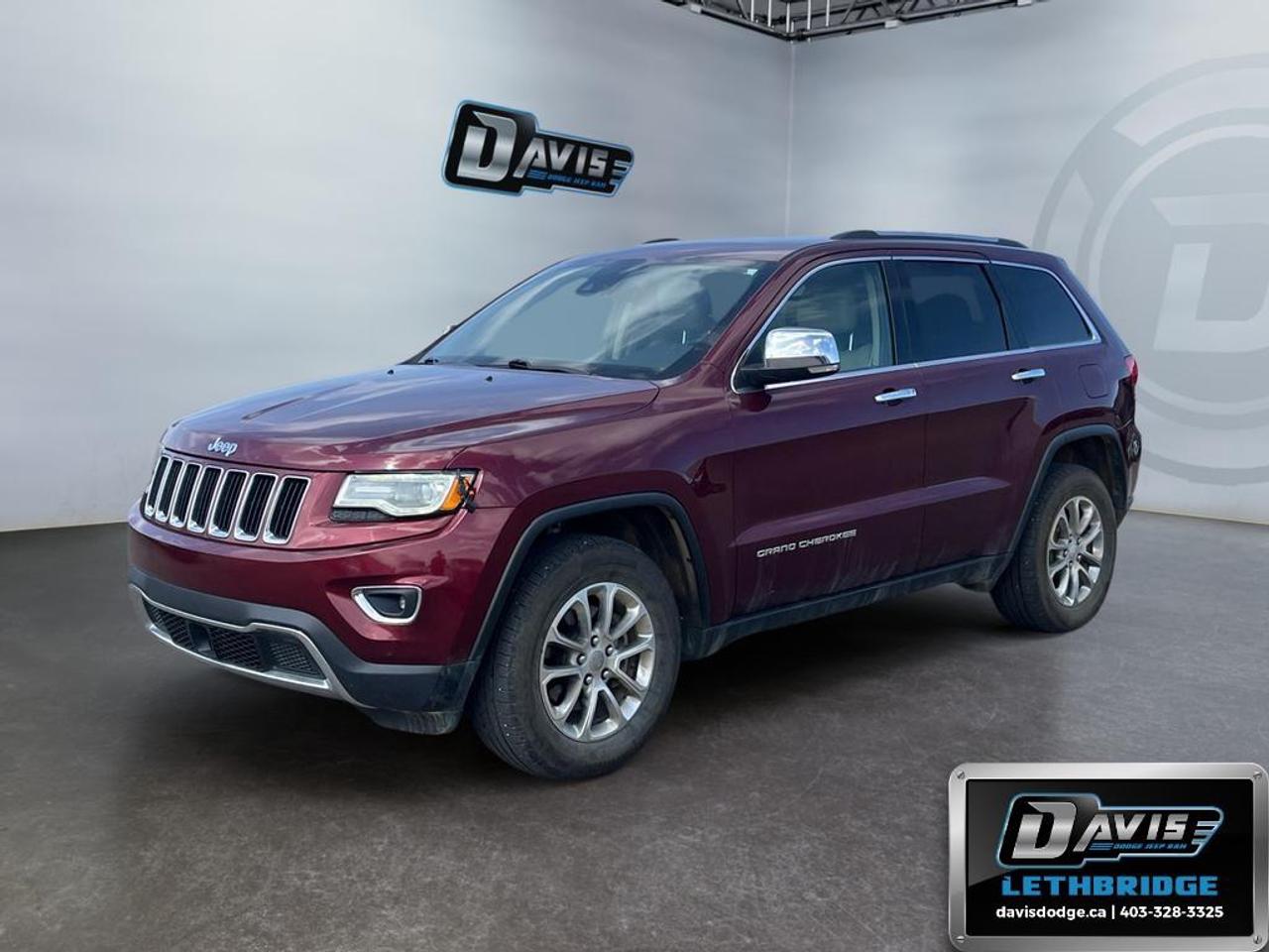 <b>Leather Seats, Bluetooth, Rear View Camera, Heated Seats, Heated Steering Wheel!</b><br /> <br /> Thanks to its famous off-road grit, the Grand Cherokee's expertise doesn't begin and end in the concrete jungle like many of its rivals, says Car and Driver This 2016 Jeep Grand Cherokee is for sale today in Lethbridge.<br /> <br />The Jeep Grand Cherokee is the most awarded SUV ever for good reasons. With numerous best-in-class features and class-exclusive amenities, the Grand Cherokee offers drivers more than the competition. On the outside, it showcases the rugged capability to go off the beaten path while the interior offers technology and comfort beyond what you'd expect in an SUV at this price point. The Jeep Grand Cherokee is second to none when it comes to performance, safety, and style.<br /> <br />This SUV has 182,963 km. Stock number 41505 is Red in colour. It has an Automatic transmission and is powered by a 293HP 3.6L V6 Cylinder Engine. <br /> <br /> Our Grand Cherokee's trim level is Limited. The mid-range Limited trim gives this SUV a satisfying blend of features and value. It comes with four-wheel drive with Selec-Terrain, chrome exterior trim, Uconnect with Bluetooth and SiriusXM, 2 USB ports, heated leather seats, a rearview camera, remote start, a power liftgate, a heated, leather-wrapped steering wheel, aluminum wheels, automatic headlights, a universal garage door opener, and more. This vehicle has been upgraded with the following features: Leather Seats, Bluetooth, Rear View Camera, Heated Seats, Heated Steering Wheel, Remote Start.<br /> <br />To apply right now for financing use this link: <a href=https://lethbridge.davisdodge.ca/free-credit-check/ target=_blank rel=nofollow noopener noreferrer>https://lethbridge.davisdodge.ca/free-credit-check/</a><br /> <br /><br />Locally Owned & Trusted for Over 35 Years  Davis Dodge in Lethbridge, AB <br /><br /> At Davis Dodge, weve proudly served the Lethbridge community for more than 35 years, offering an unparalleled car buying experience. Dont just take our word for itour Google reviews speak volumes about our commitment to exceptional service. <br /><br /> Delivery & At-Home Test Drives: Convenient options to suit your lifestyle. <br /><br /> Flexible Financing for Everyone: Get the vehicle you need with financing solutions tailored to your situation. <br /><br /> Full Mechanical Inspections & Professional Cleaning: Every vehicle is thoroughly inspected and cleaned before it hits our lot.<br /><br /> We take all makes and models on trade and offer competitive pricing with inventory that changes daily. Whether you're shopping for a Chrysler, Dodge, Jeep, RAM, or FIAT, our AMVIC Licensed dealership makes it easy to browse, buy, and drive away.<br /><br /> Located in Lethbridge, AB, we proudly serve customers in Fort Macleod, Taber, Claresholm, and Coaldale. Shop online or visit us today to experience the best in sales, service, and selection. Standard bank rates apply; taxes are additional.<br /><br /> Vehicle pricing offer shown expires 2026-06-30. <br /> Come by and check out our fleet of 50+ used cars and trucks and 110+ new cars and trucks for sale in Lethbridge. o~o